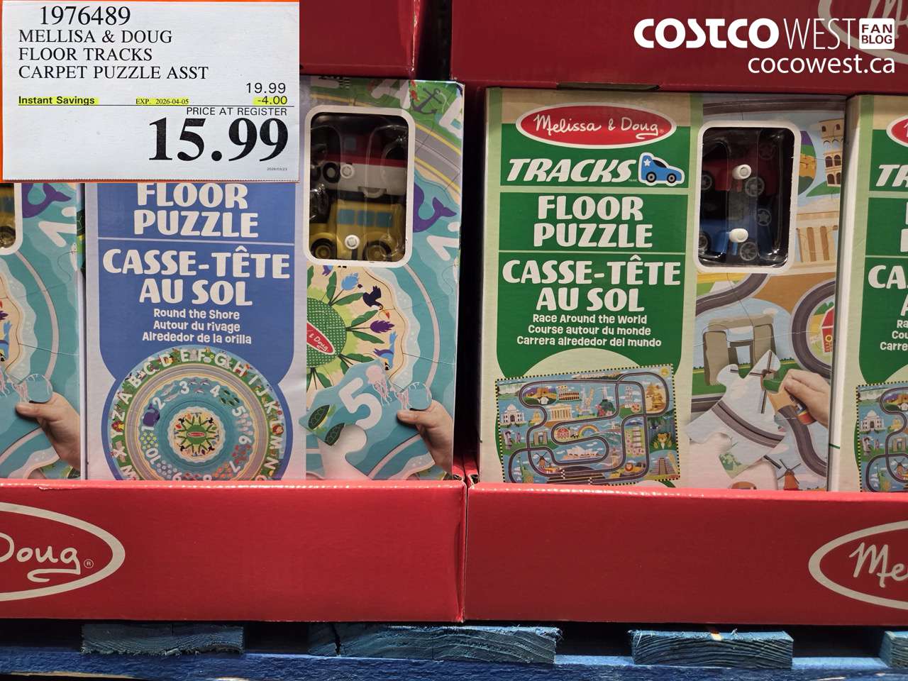 1976489 MELLISA & DOUG FLOOR TRACKS CARPET PUZZLE ASST ($4.00 INSTANT SAVINGS EXPIRES ON 2026-04-05) $15.99