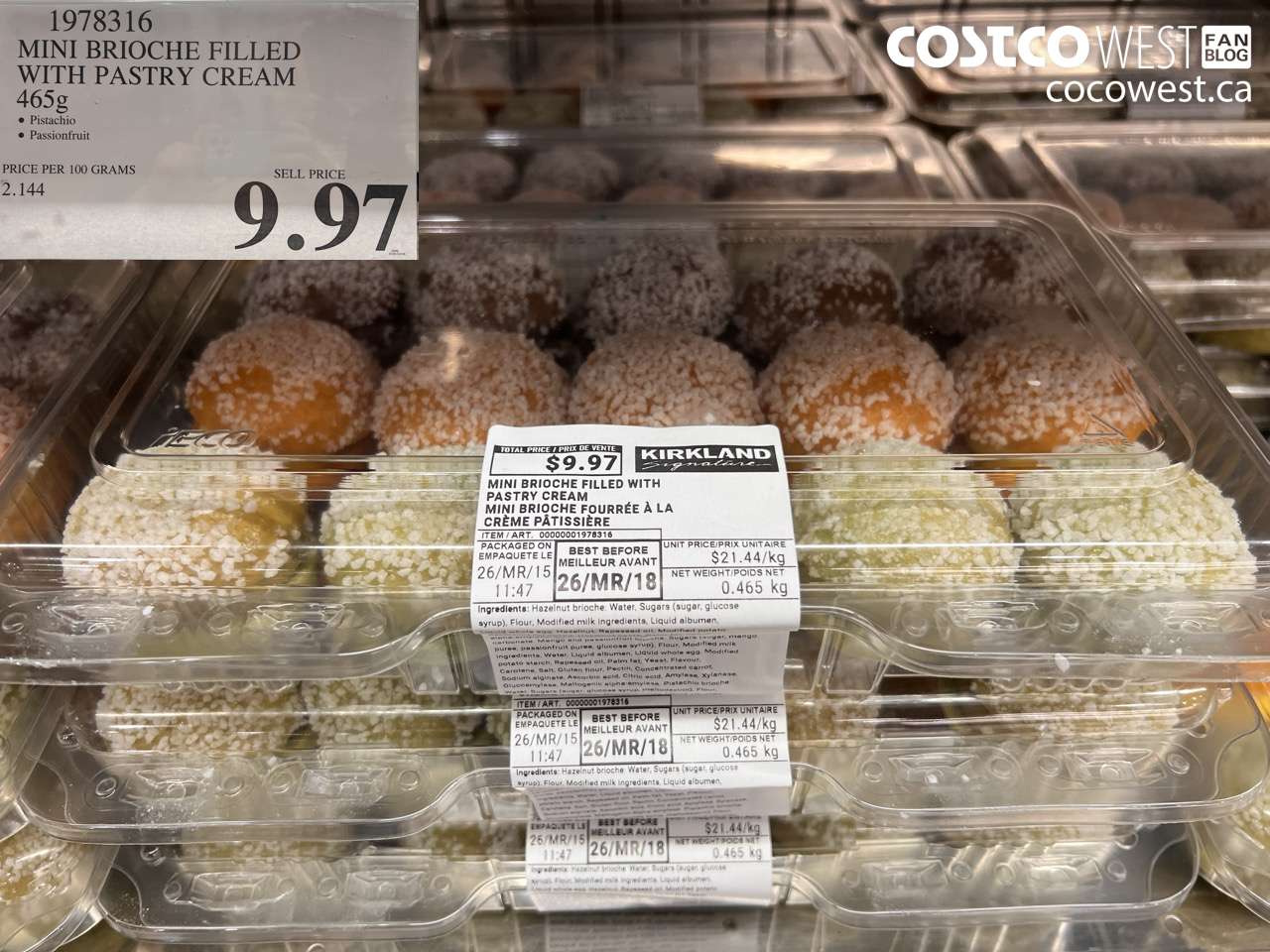 1978316 MINI BRIOCHE FILLED WITH PASTRY CREAM 465G $9.97