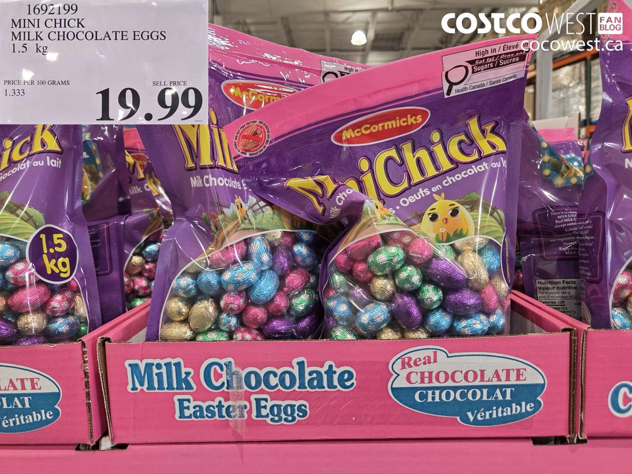 1692199 MINI CHICK MILK CHOCOLATE EGGS 1.5 KG $19.99