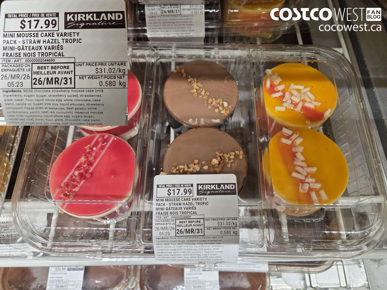 2044693 MINI MOUSSE CAKE VARIETY PACK - STRAW HAZEL TROPIC $17.99