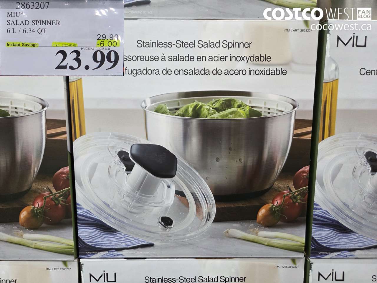 2863207 MIU SALAD SPINNER 6 L / 6.34 QT ($6.00 INSTANT SAVINGS EXPIRES ON 2026-03-08) $23.99