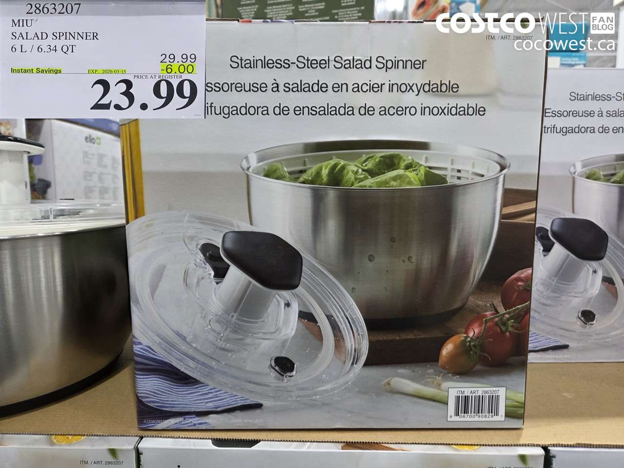 2863207 MIU SALAD SPINNER 6 L / 6.34 QT ($6.00 INSTANT SAVINGS EXPIRES ON 2026-03-15) $23.99