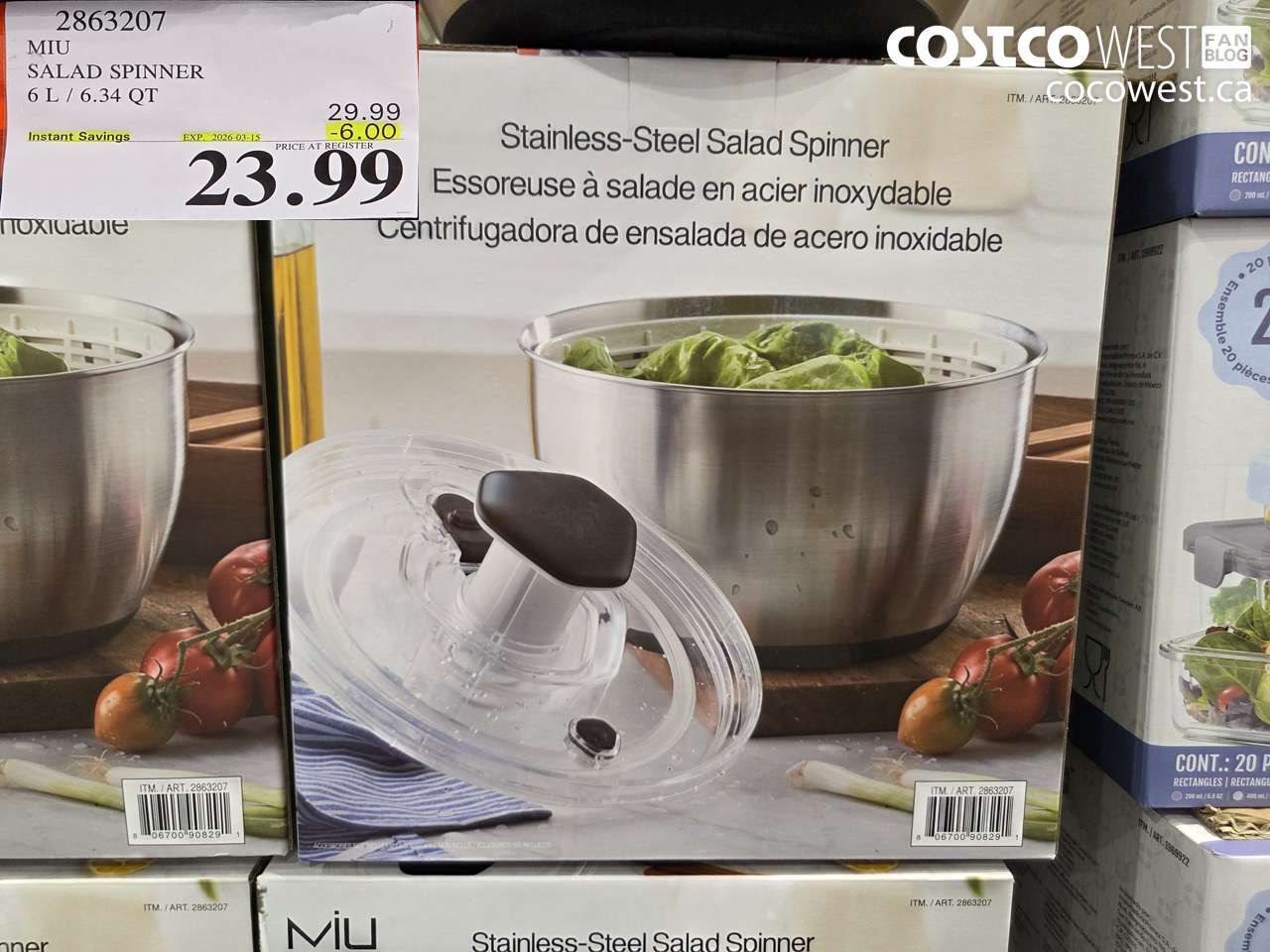 2863207 MIU SALAD SPINNER 6 L / 6.34 QT ($6.00 INSTANT SAVINGS EXPIRES ON 2026-03-15) $23.99