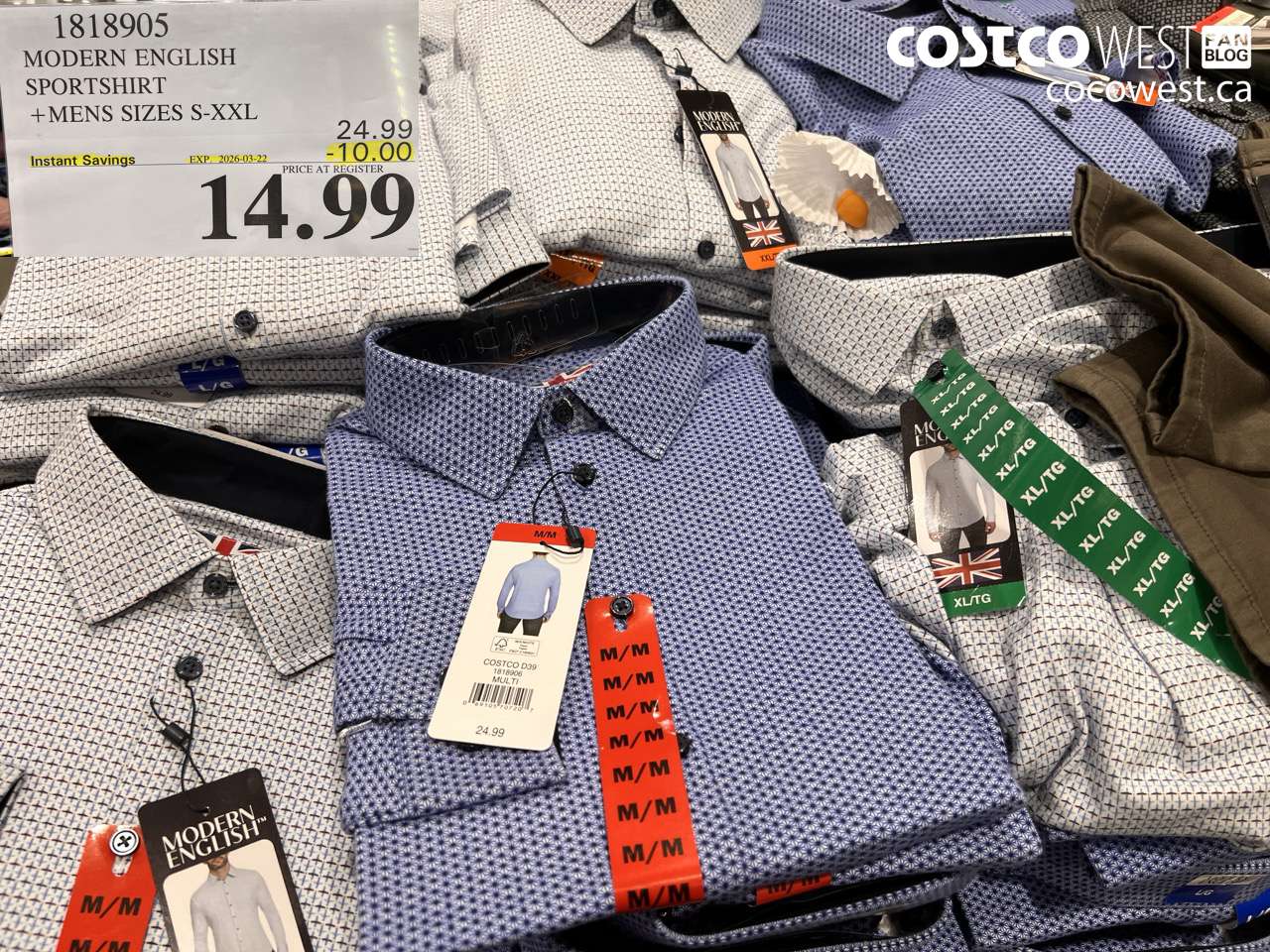 1818905 MODERN ENGLISH SPORTSHIRT +MENS SIZES S-XXL ($10.00 INSTANT SAVINGS EXPIRES ON 2026-03-22) $14.99