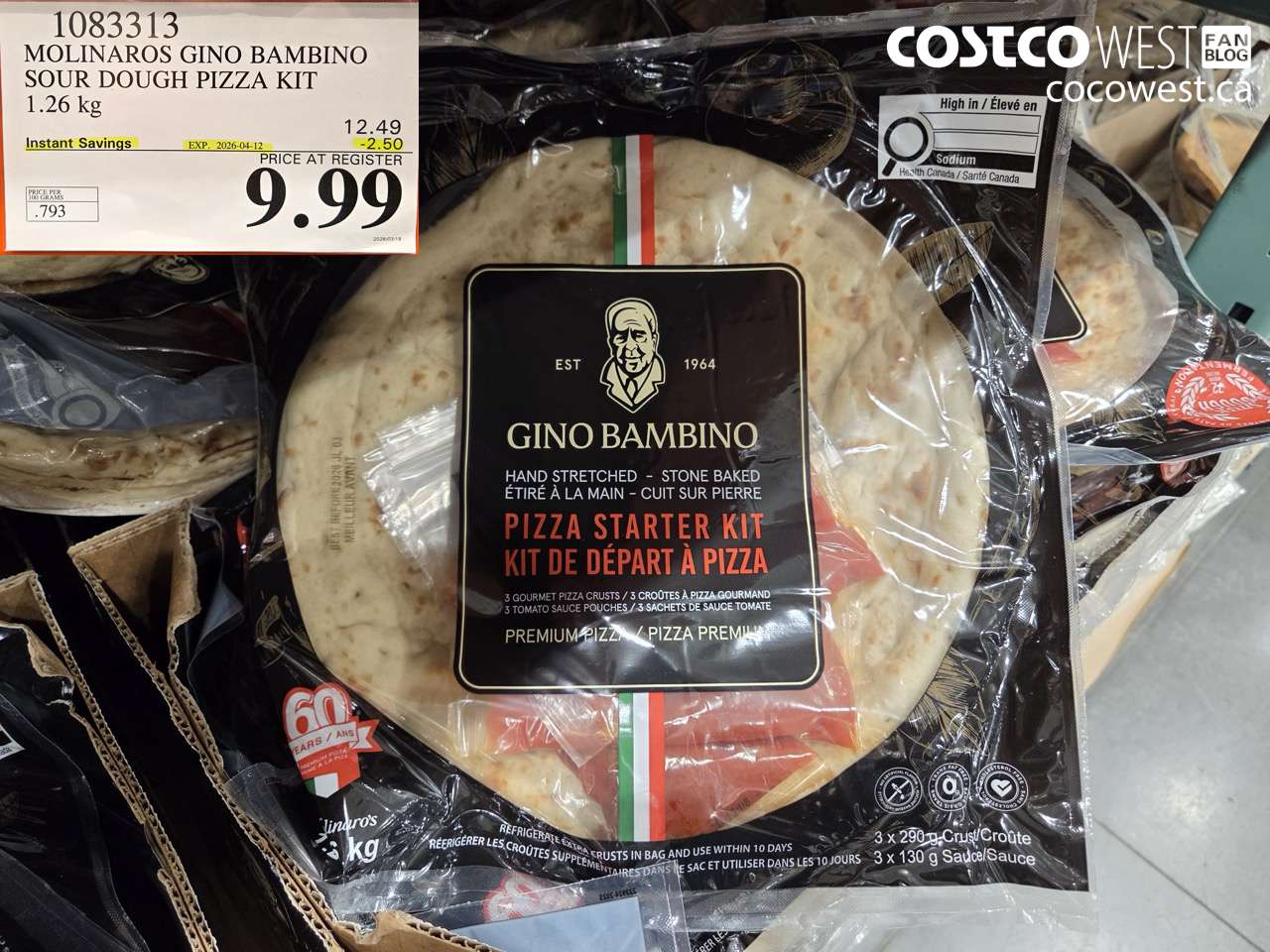 1083313 MOLINAROS GINO BAMBINO SOUR DOUGH PIZZA KIT 1.26KG ($2.50 INSTANT SAVINGS EXPIRES ON 2026-04-12) $9.99