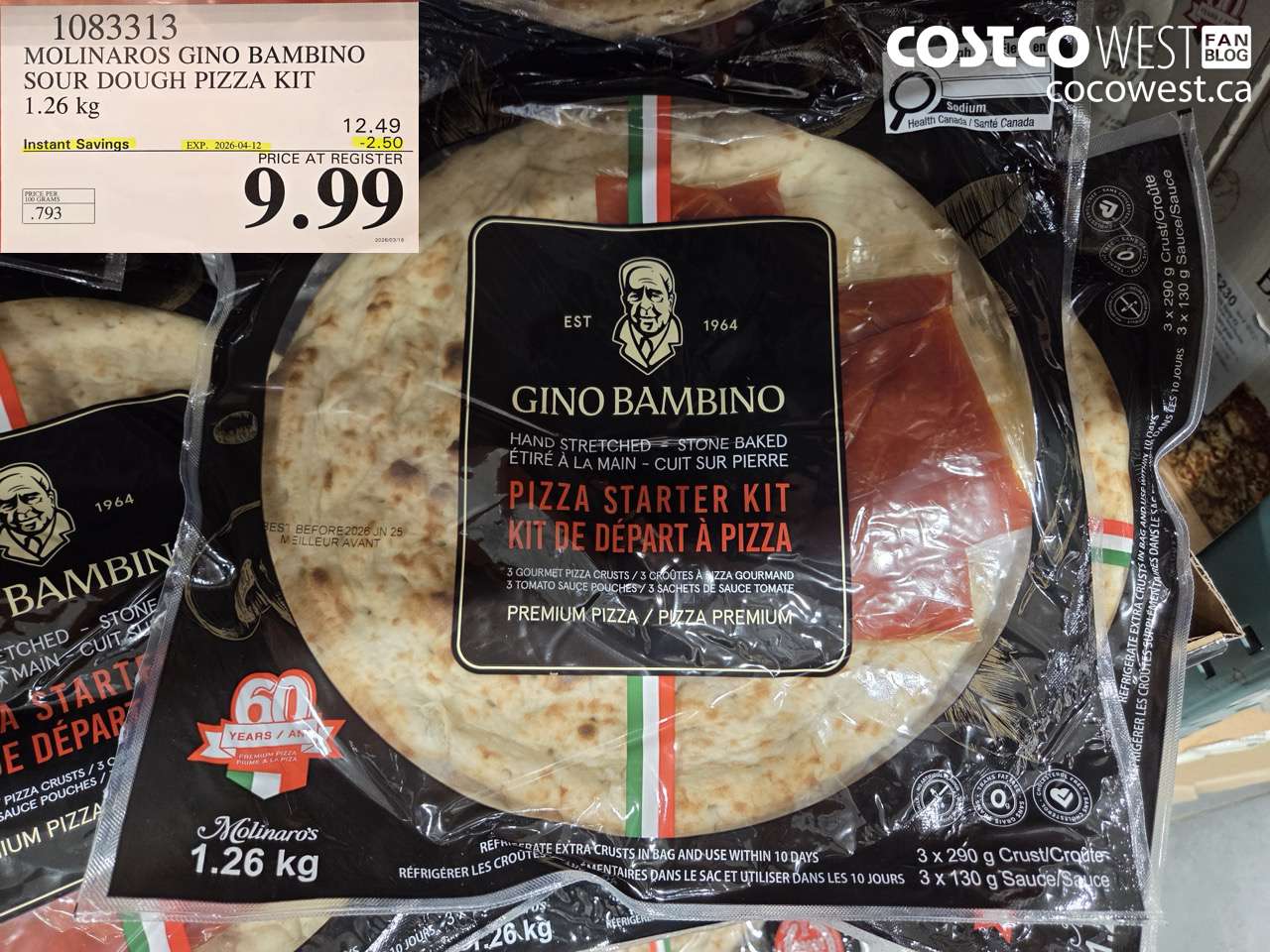 1083313 MOLINAROS GINO BAMBINO SOUR DOUGH PIZZA KIT 1.26 KG ($2.50 INSTANT SAVINGS EXPIRES ON 2026-04-12) $9.99