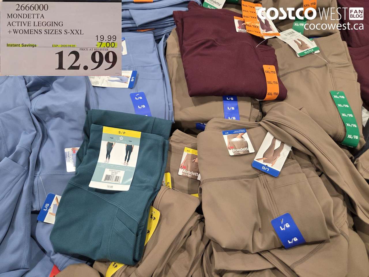 2666000 MONDETTA ACTIVE LEGGING + WOMENS SIZES S-XXL ($7.00 INSTANT SAVINGS EXPIRES ON 2026-04-05) $12.99