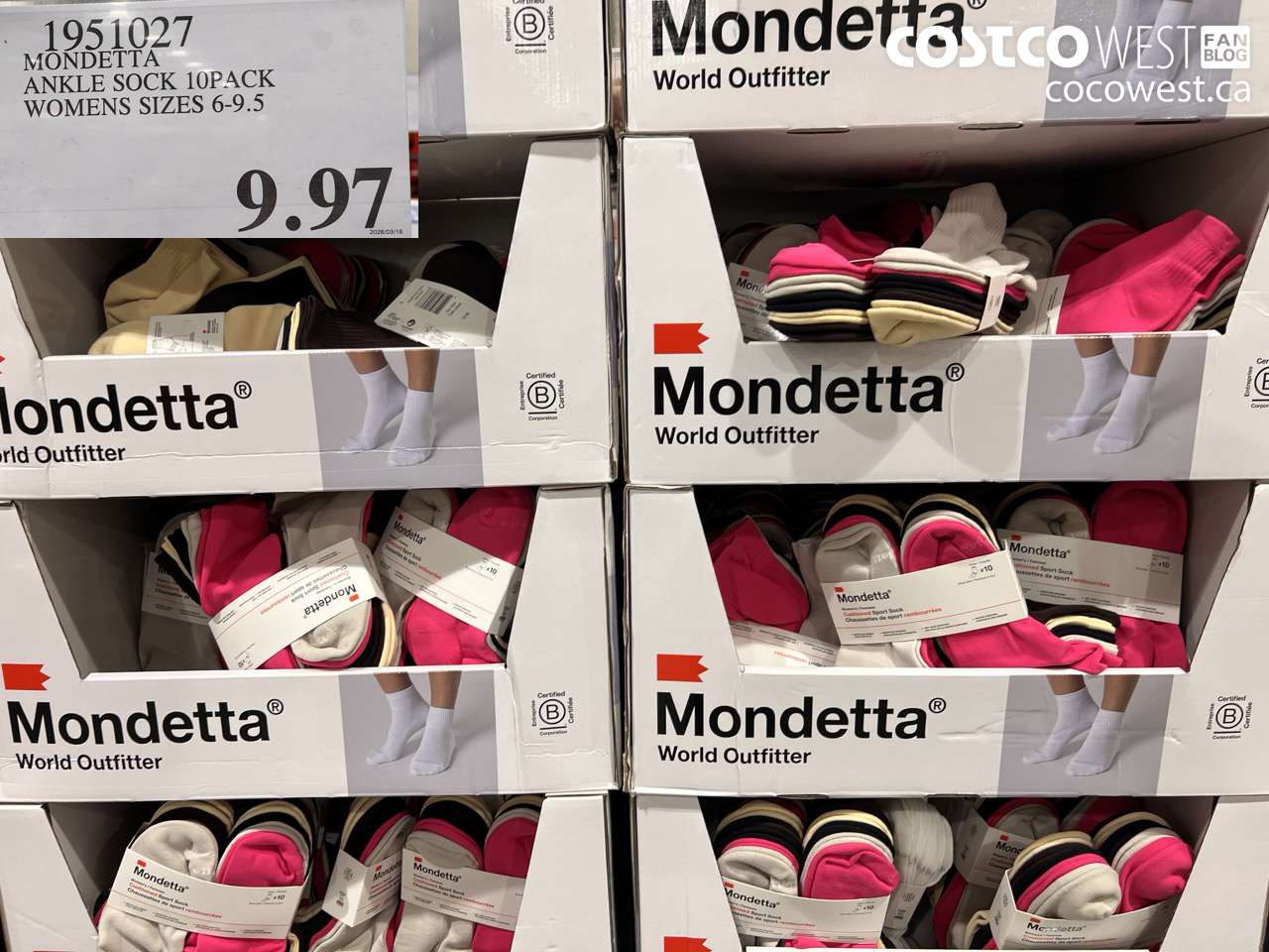 1951027 MONDETTA ANKLE SOCK 10PACK WOMENS SIZES 6-9.5 $9.97
