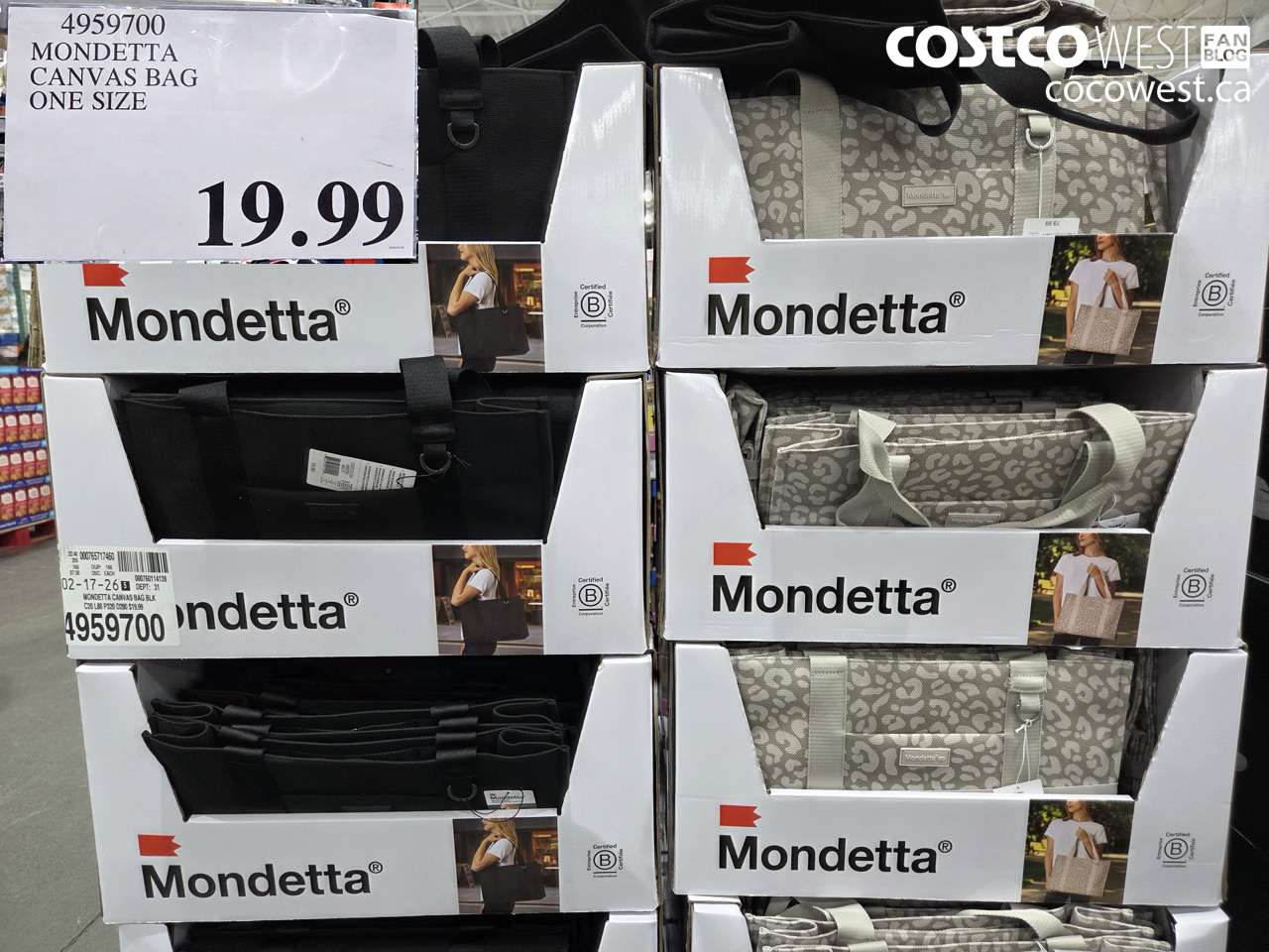 4959700 MONDETTA CANVAS BAG ONE SIZE $19.99