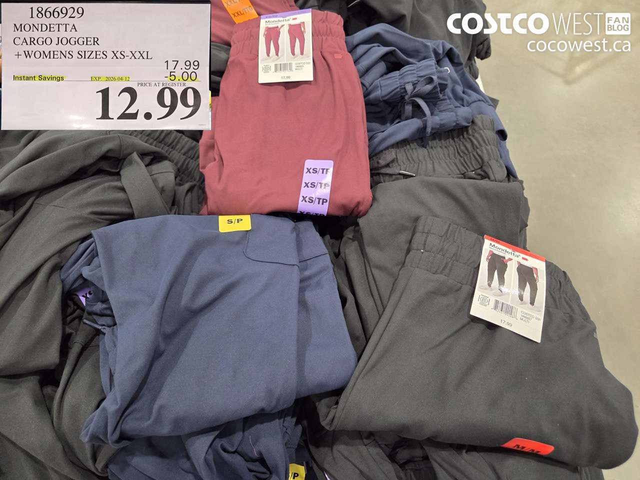 1866929 MONDETTA CARGO JOGGER +WOMENS SIZES XS-XXL ($5.00 INSTANT SAVINGS EXPIRES ON 2026-04-12) $12.99