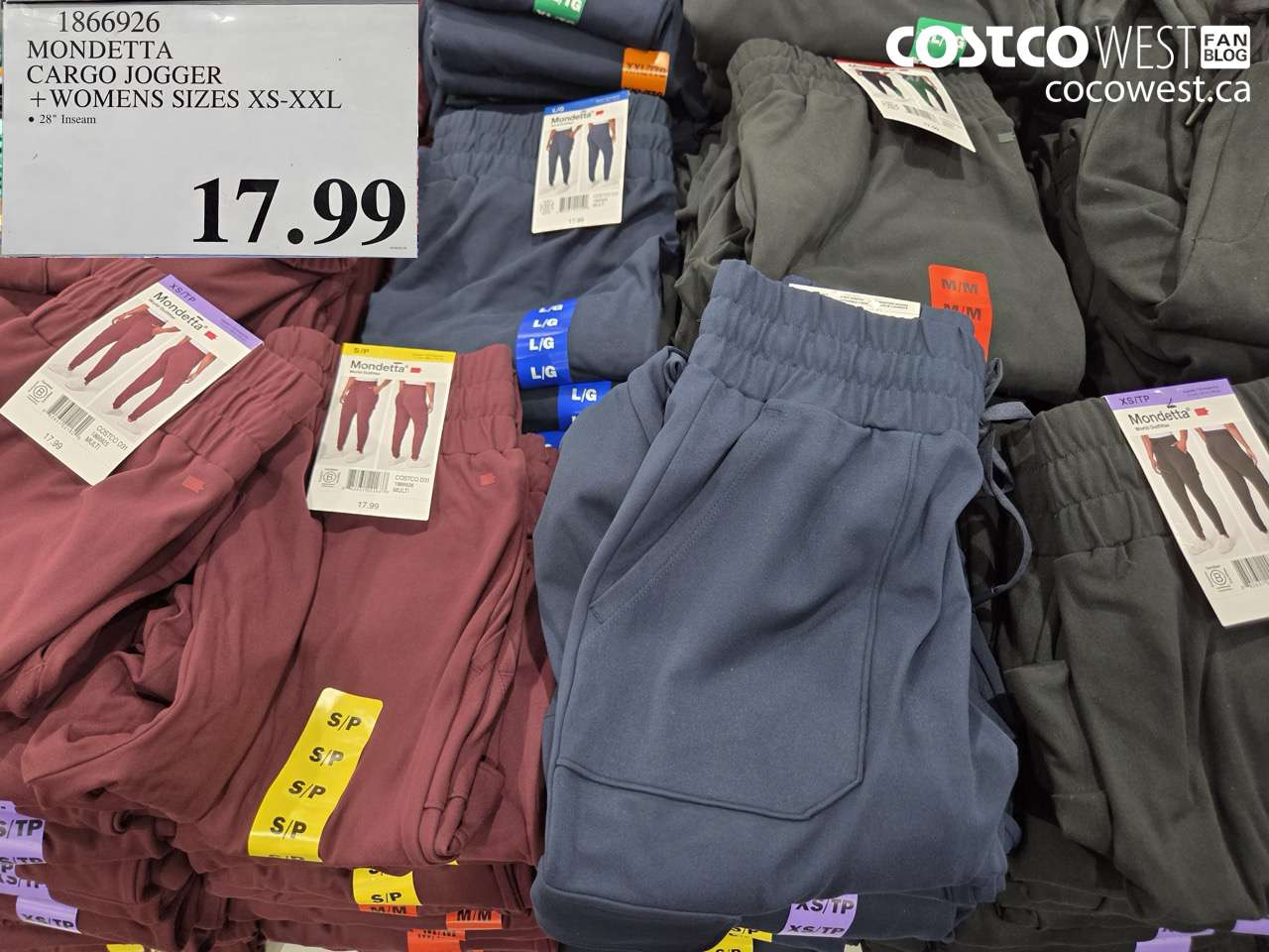 1866926 MONDETTA CARGO JOGGER + WOMENS SIZES XS-XXL $17.99