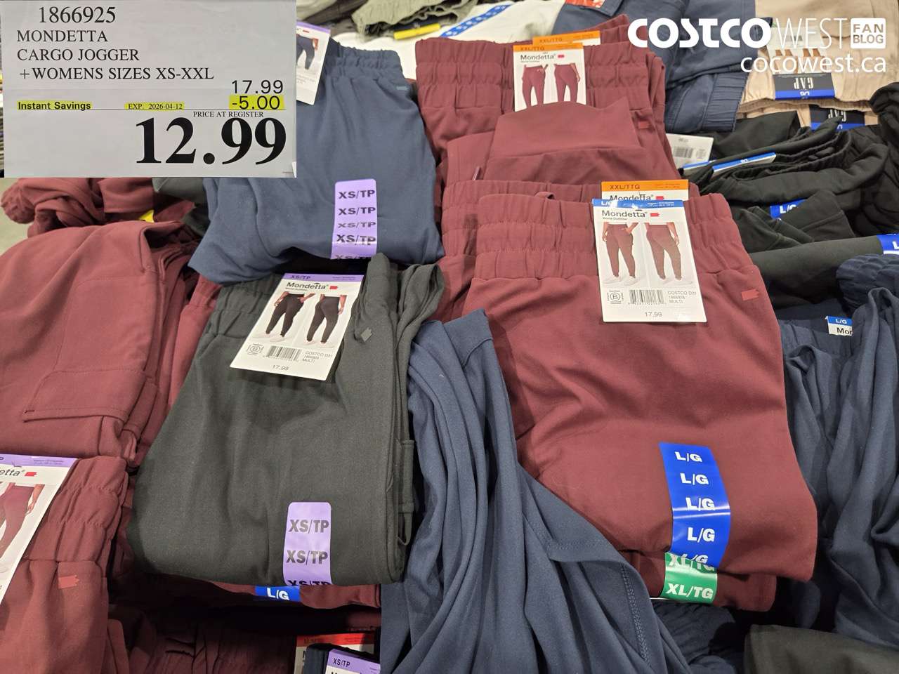 1866925 MONDETTA CARGO JOGGER + WOMENS SIZES XS-XXL ($5.00 INSTANT SAVINGS EXPIRES ON 2026-04-12) $12.99