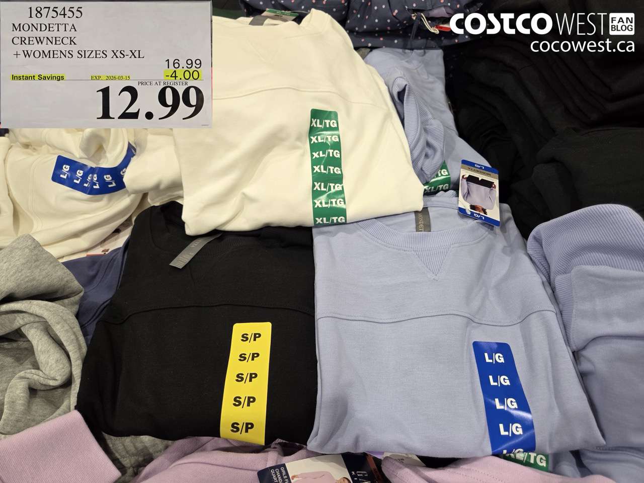 1875455 MONDETTA CREWNECK +WOMENS SIZES XS-XL ($4.00 INSTANT SAVINGS EXPIRES ON 2026-03-15) $12.99