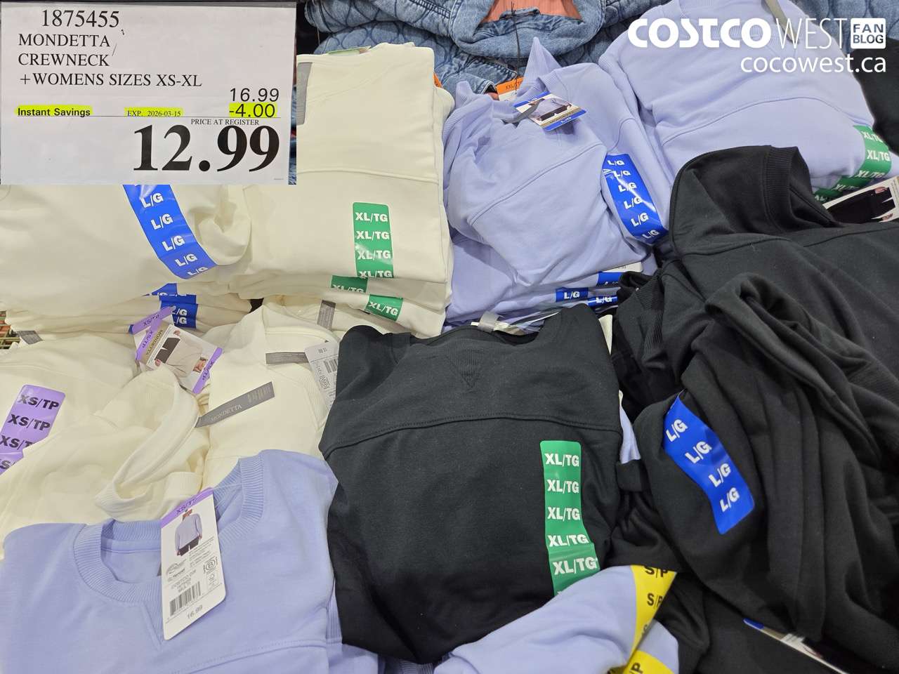 1875455 MONDETTA CREWNECK + WOMENS SIZES XS-XL ($4.00 INSTANT SAVINGS EXPIRES ON 2026-03-15) $12.99