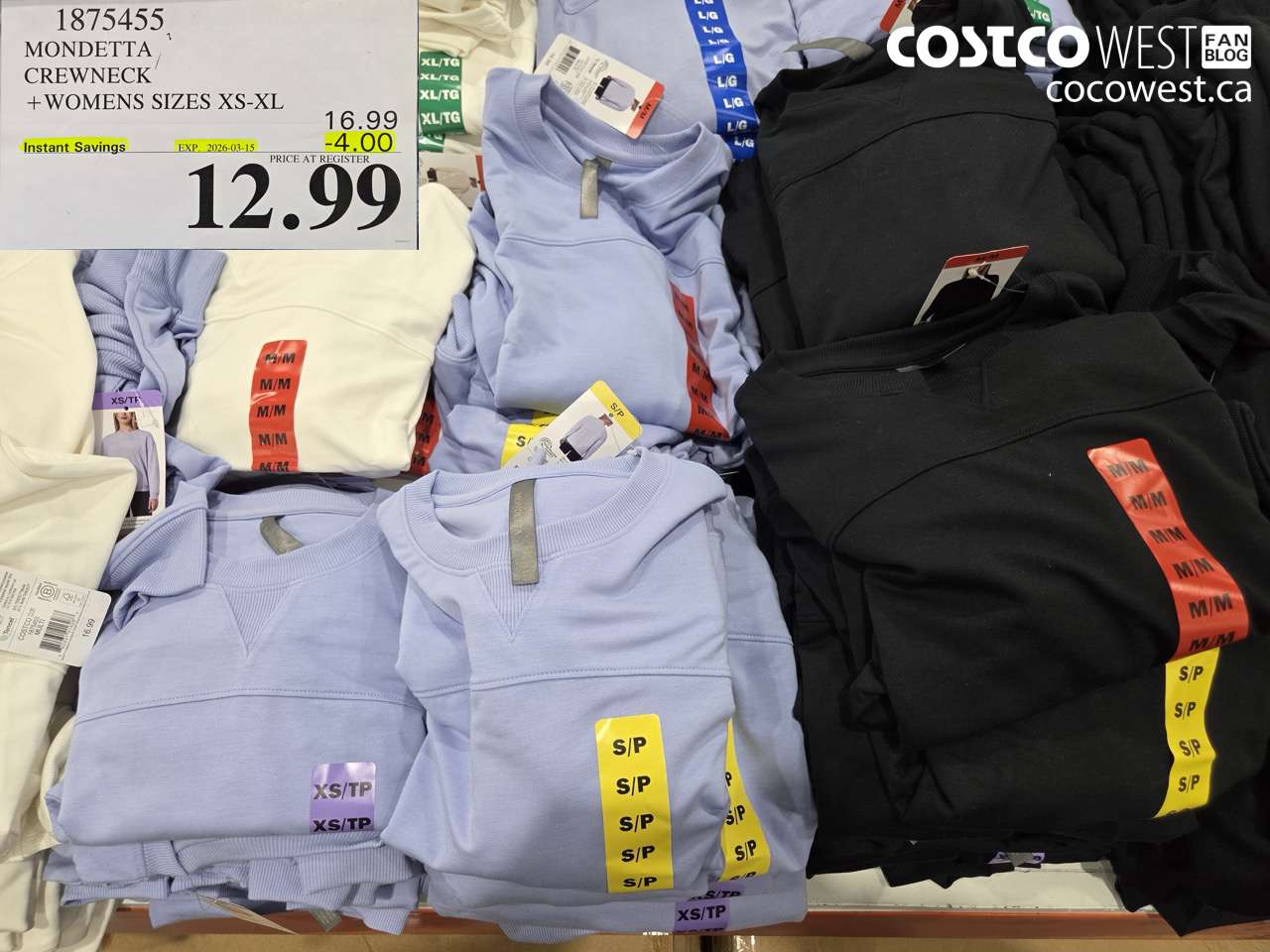 1875455 MONDETTA CREWNECK + WOMENS SIZES XS-XL ($4.00 INSTANT SAVINGS EXPIRES ON 2026-03-15) $12.99