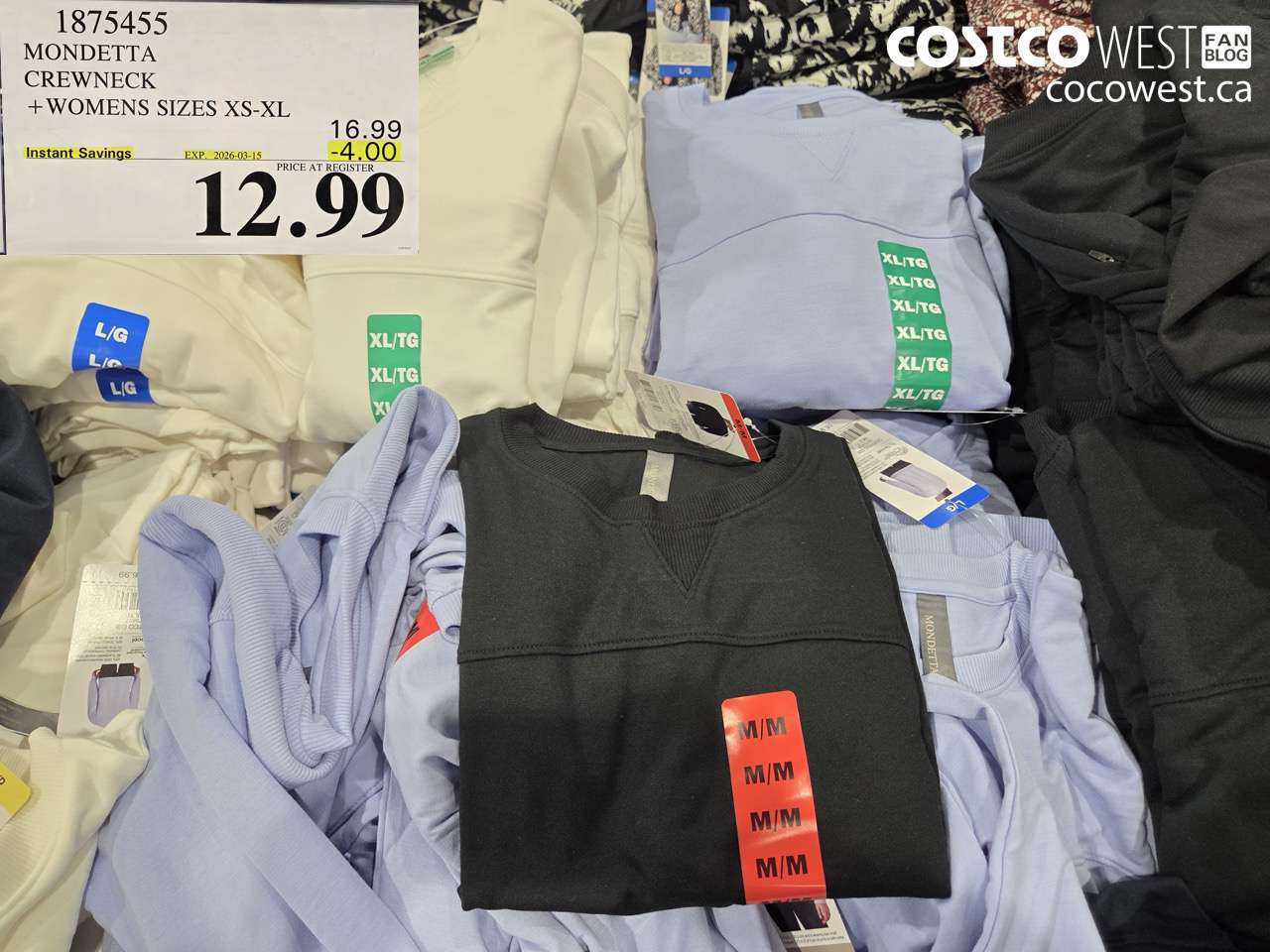 1875455 MONDETTA CREWNECK + WOMENS SIZES XS-XL ($4.00 INSTANT SAVINGS EXPIRES ON 2026-03-15) $12.99