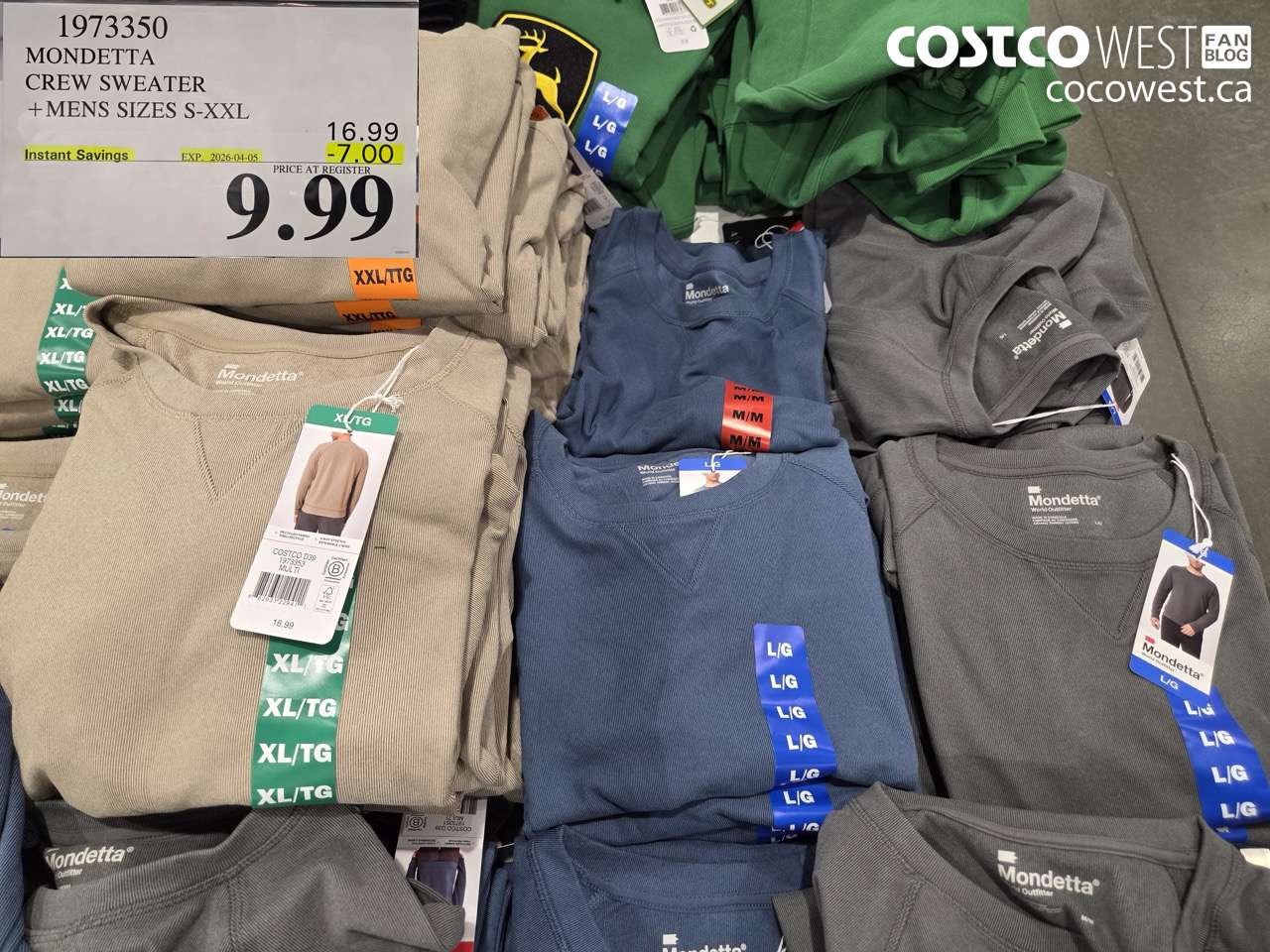 1973350 MONDETTA CREW SWEATER +MENS SIZES S-XXL ($7.00 INSTANT SAVINGS EXPIRES ON 2026-04-05) $9.99