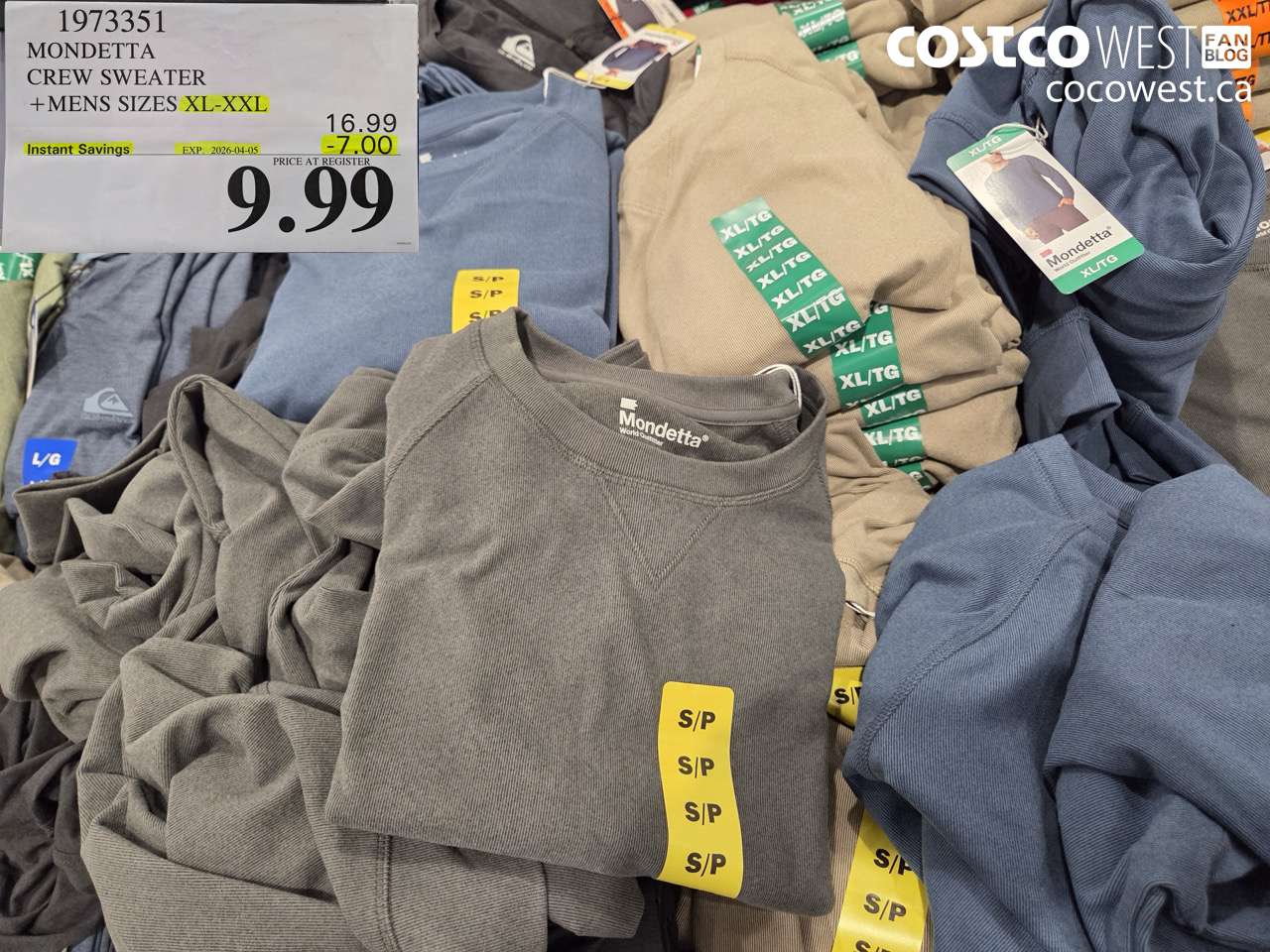 1973351 MONDETTA CREW SWEATER MENS SIZES XL-XXL ($7.00 INSTANT SAVINGS EXPIRES ON 2026-04-05) $9.99