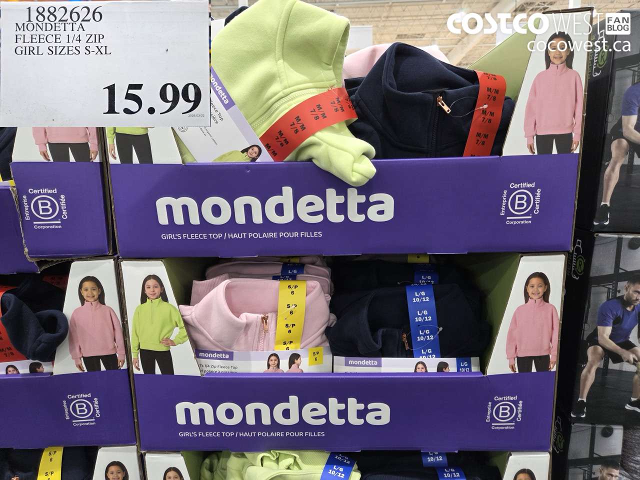 1882626 MONDETTA FLEECE 1/4 ZIP GIRL SIZES S-XL $15.99
