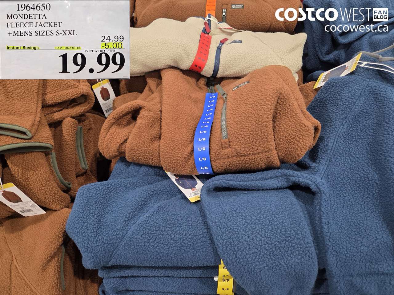 1964650 MONDETTA FLEECE JACKET MENS SIZES S-XXL ($5.00 INSTANT SAVINGS EXPIRES ON 2026-03-15) $19.99