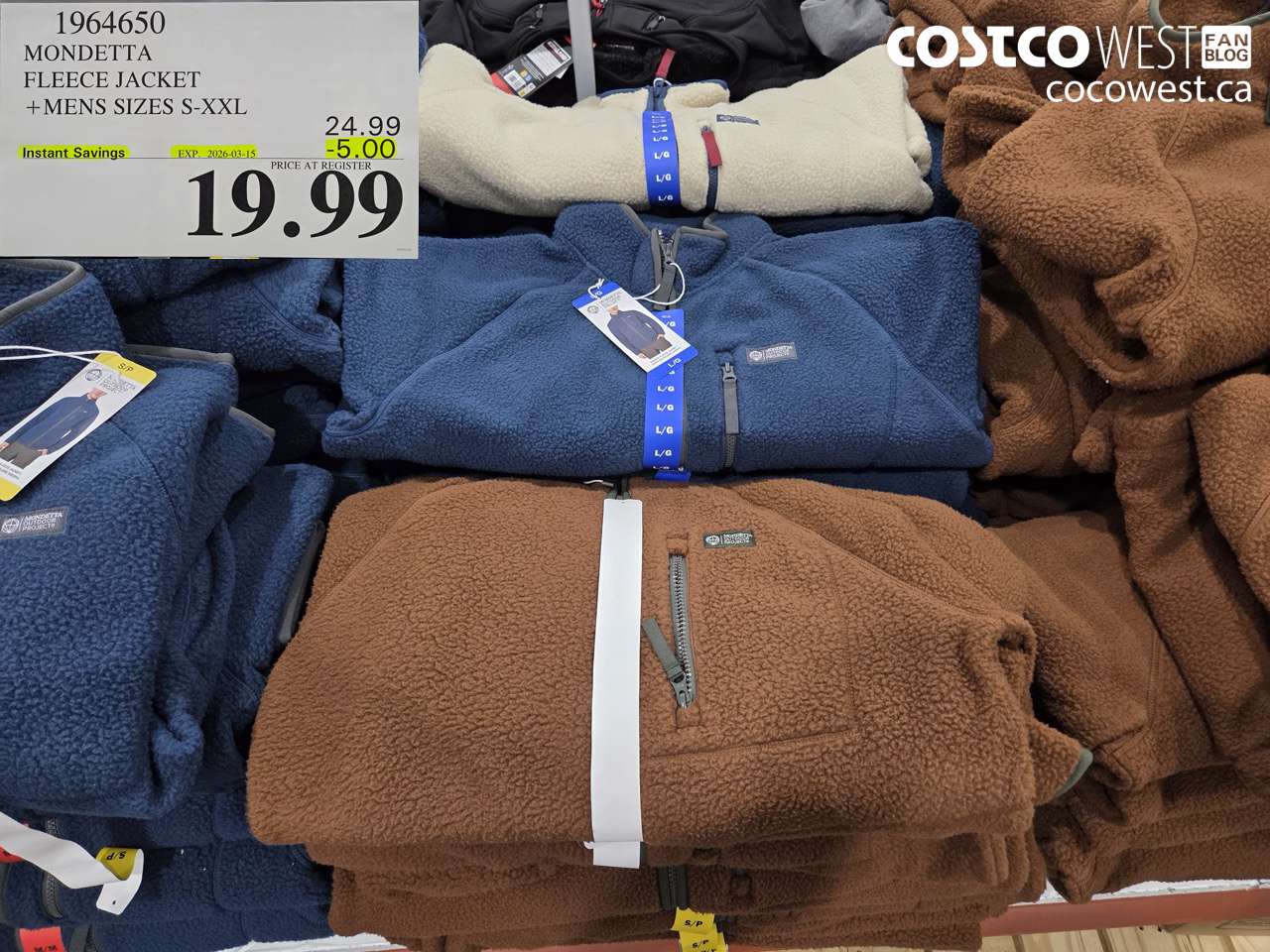 1964650 MONDETTA FLEECE JACKET + MENS SIZES S-XXL ($5.00 INSTANT SAVINGS EXPIRES ON 2026-03-15) $19.99