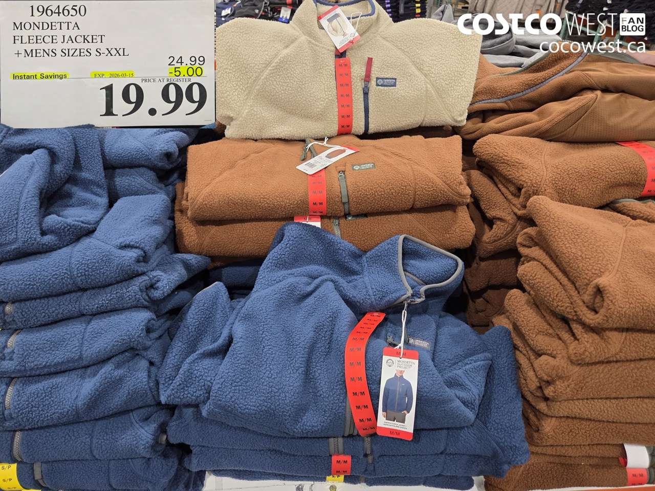 1964650 MONDETTA FLEECE JACKET + MENS SIZES S-XXL ($5.00 INSTANT SAVINGS EXPIRES ON 2026-03-15) $19.99