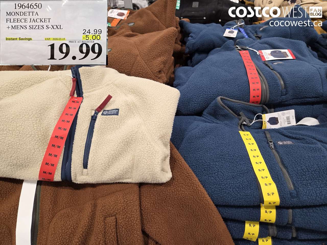 1964650 MONDETTA FLEECE JACKET + MENS SIZES S-XXL ($5.00 INSTANT SAVINGS EXPIRES ON 2026-03-15) $19.99