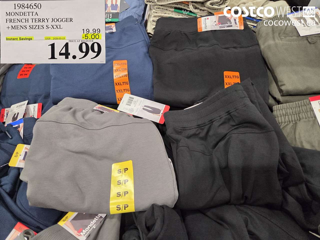 1984650 MONDETTA FRENCH TERRY JOGGER + MENS SIZES S-XXL ($5.00 INSTANT SAVINGS EXPIRES ON 2026-03-15) $14.99