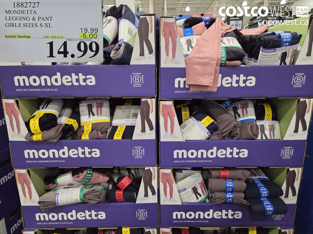 1882727 MONDETTA LEGGING & PANT GIRLS SIZES S-XL ($5.00 INSTANT SAVINGS EXPIRES ON 2026-03-22) $14.99