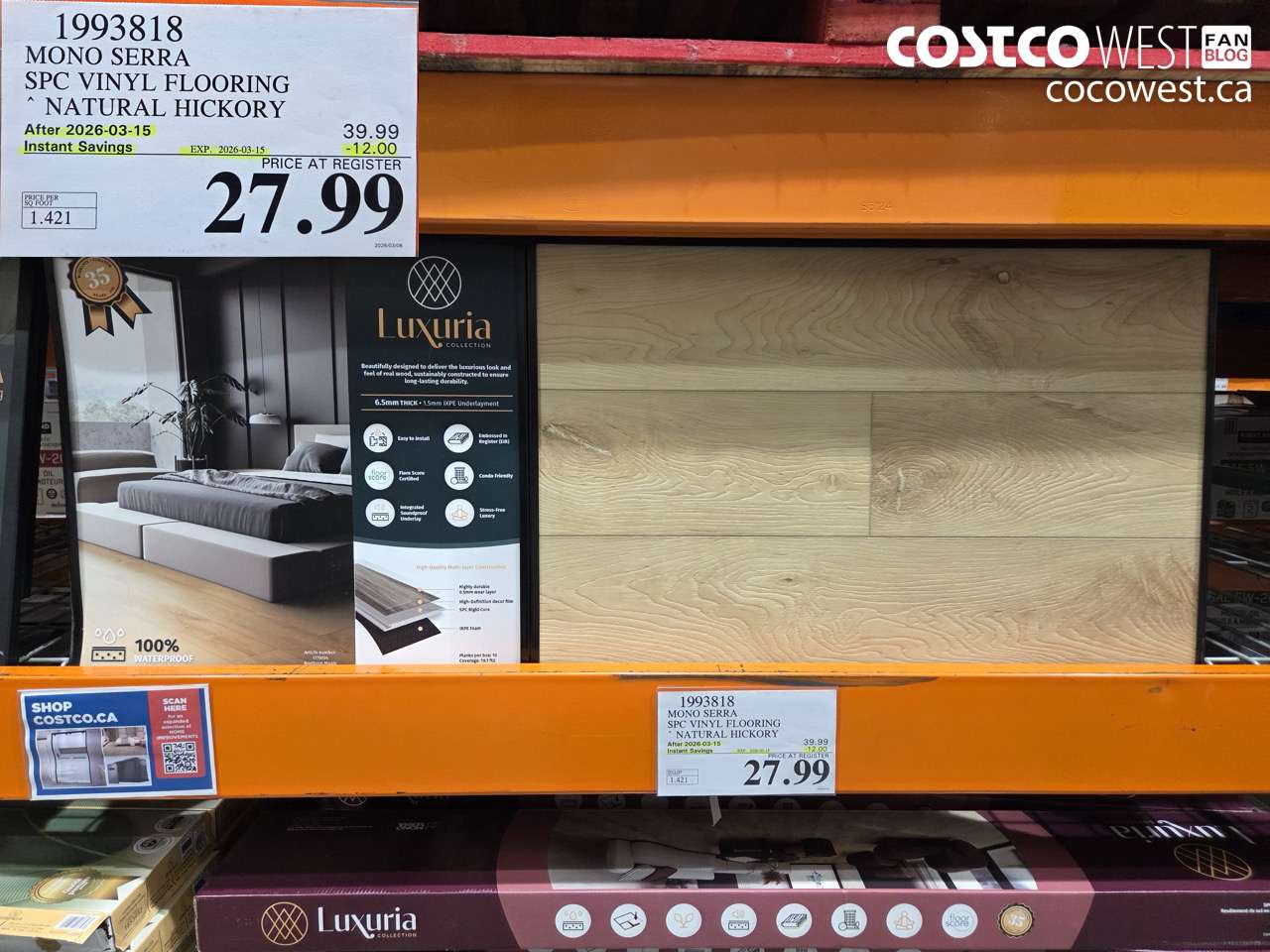 1993818 MONO SERRA SPC VINYL FLOORING NATURAL HICKORY ($12.00 INSTANT SAVINGS EXPIRES ON 2026-03-15) $27.99