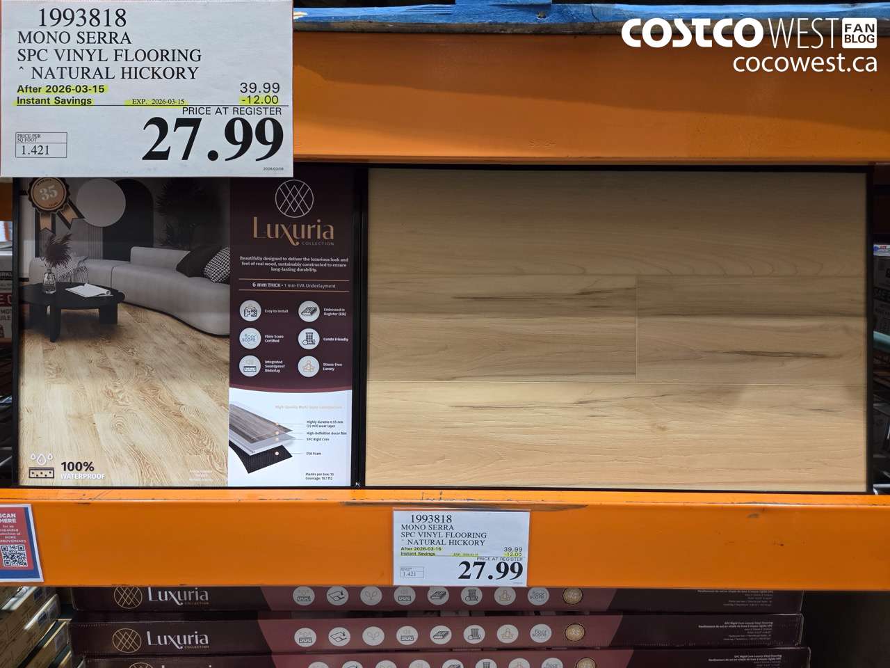 1993818 MONO SERRA SPC VINYL FLOORING NATURAL HICKORY ($12.00 INSTANT SAVINGS EXPIRES ON 2026-03-15) $27.99