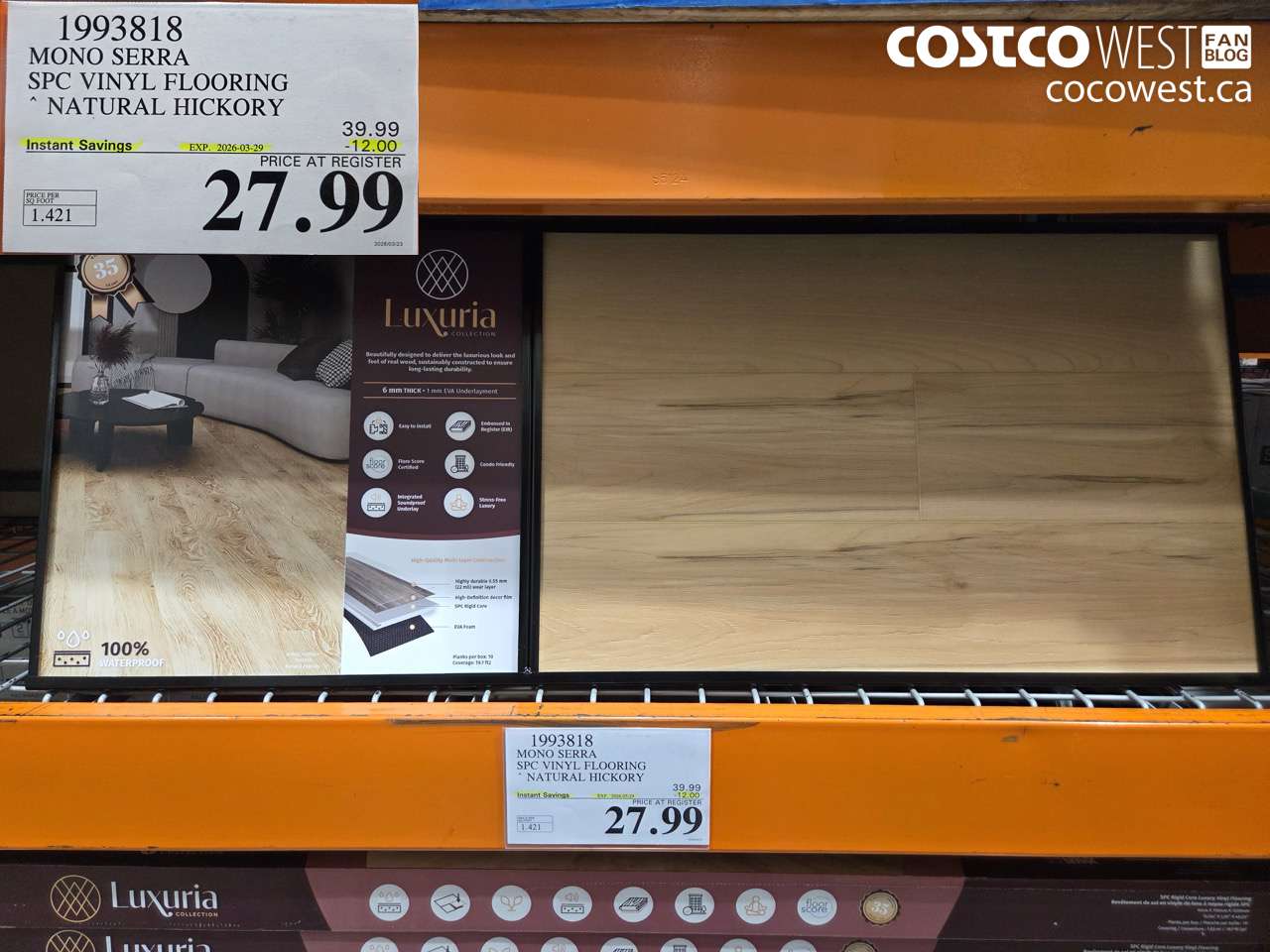 1993818 MONO SERRA SPC VINYL FLOORING NATURAL HICKORY ($12.00 INSTANT SAVINGS EXPIRES ON 2026-03-29) $27.99