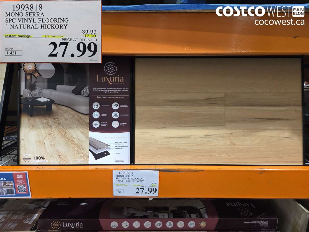 1993818 MONO SERRA SPC VINYL FLOORING NATURAL HICKORY ($12.00 INSTANT SAVINGS EXPIRES ON 2026-03-29) $27.99