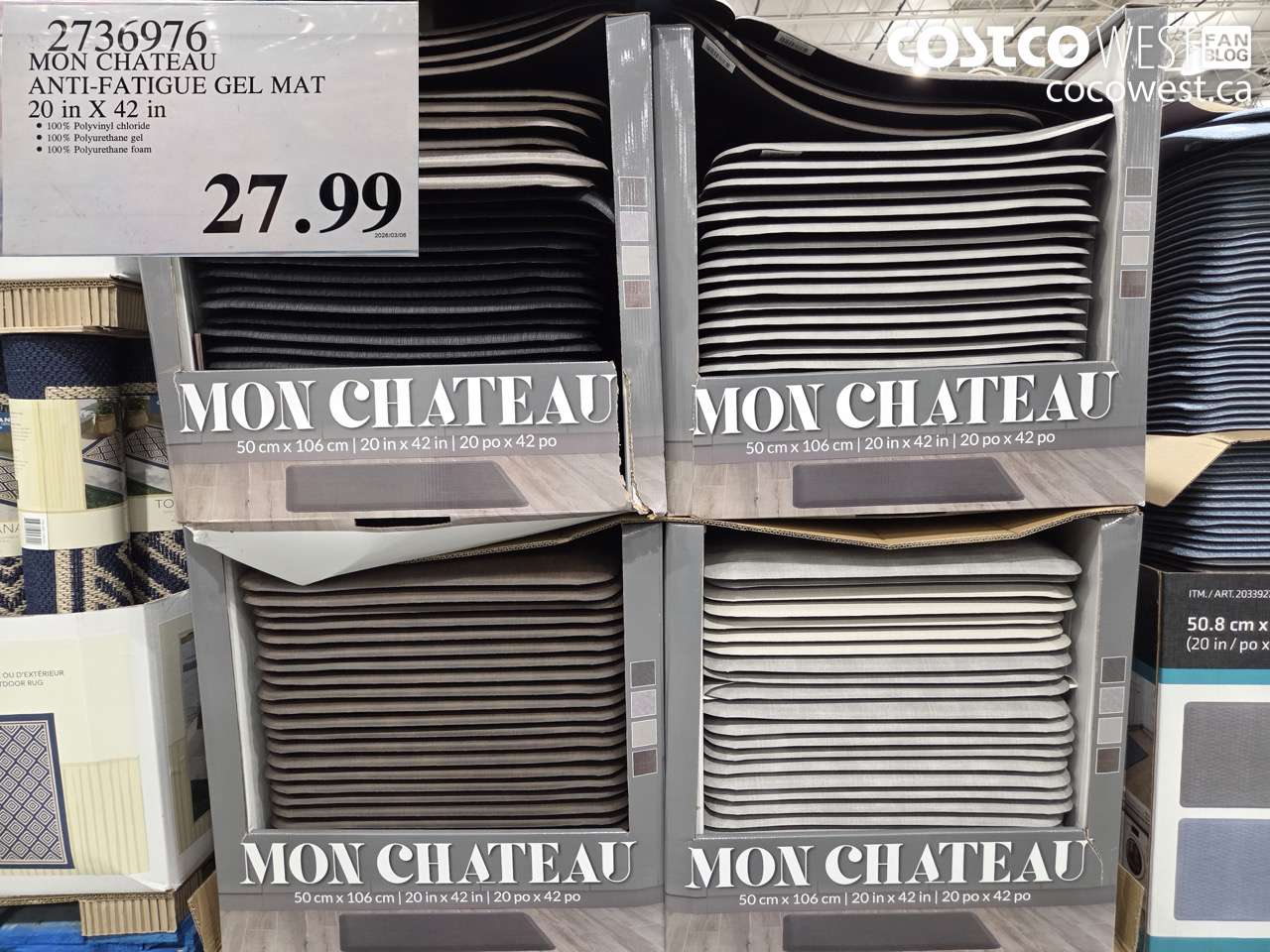 2736976 MON CHATEAU ANTI-FATIGUE GEL MAT 20 IN X 42 IN $27.99