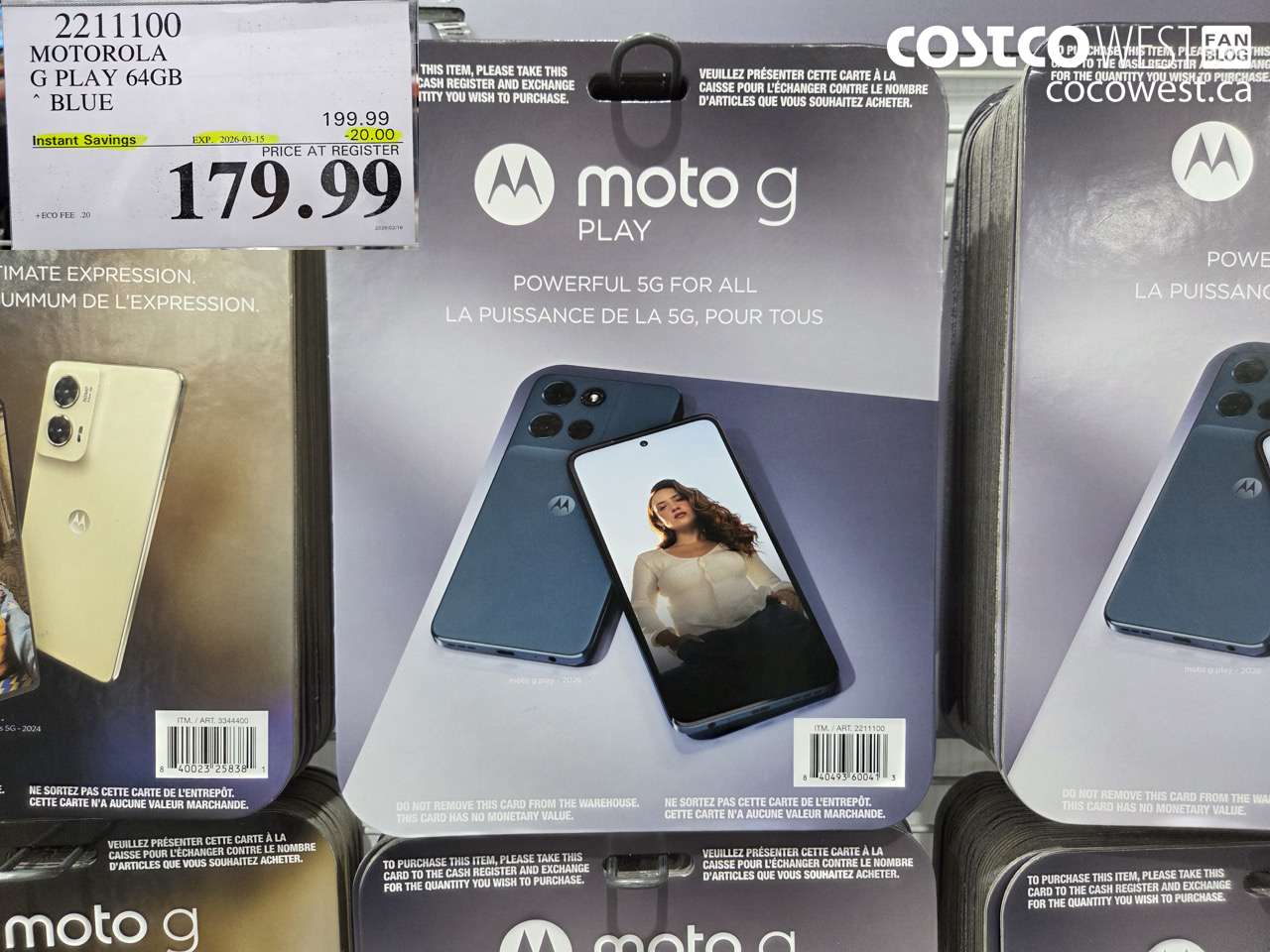 2211100 MOTOROLA G PLAY 64GB BLUE ($20.00 INSTANT SAVINGS EXPIRES ON 2026-03-15) $179.99