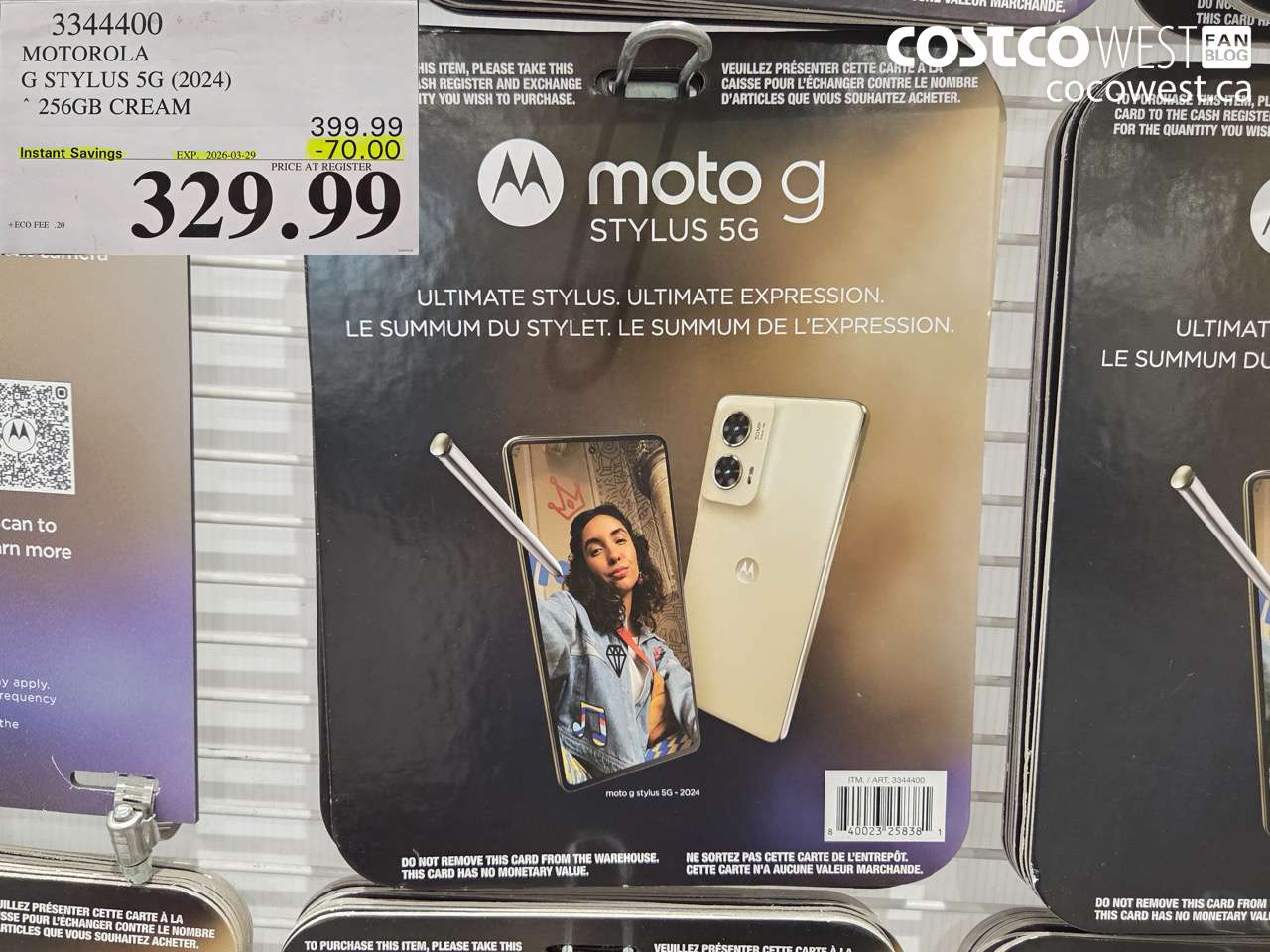 3344400 MOTOROLA G STYLUS 5G (2024) 256GB CREAM ($70.00 INSTANT SAVINGS EXPIRES ON 2026-03-29) $329.99