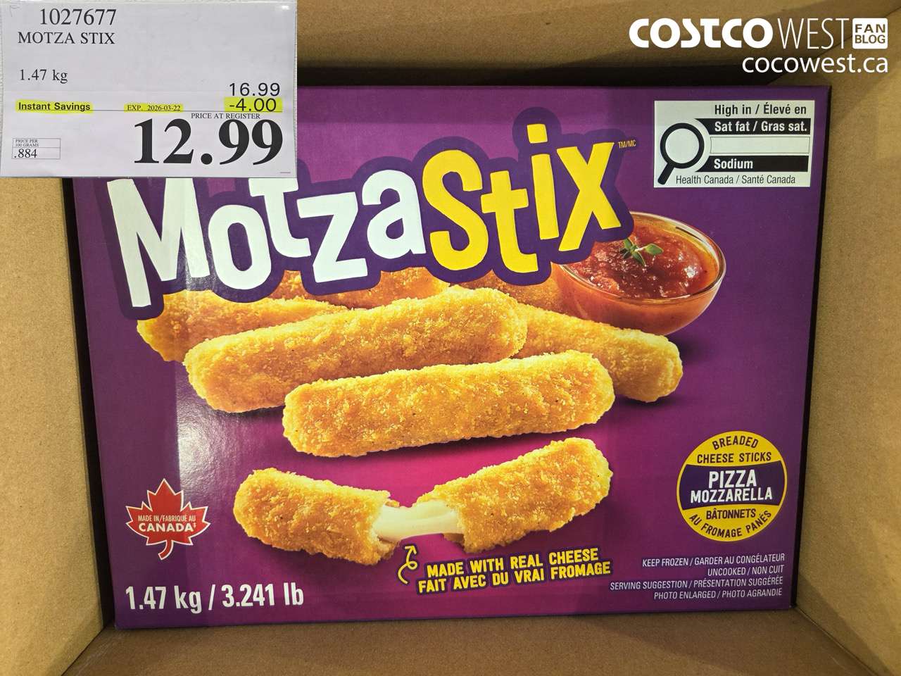 1027677 MOTZA STIX 1.47KG ($4.00 INSTANT SAVINGS EXPIRES ON 2026-03-22) $12.99