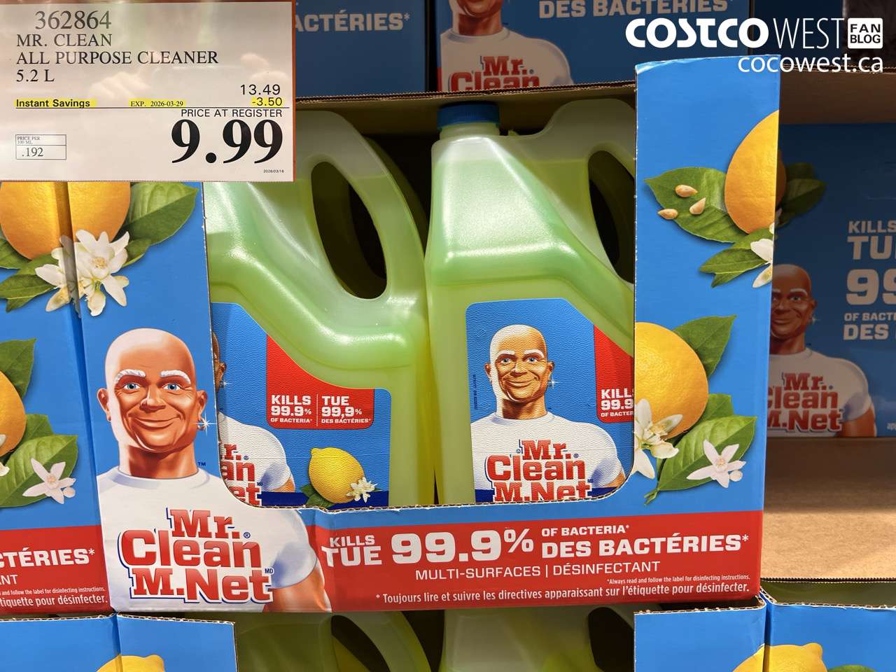 362864 MR. CLEAN ALL PURPOSE CLEANER 5.2 L ($3.50 INSTANT SAVINGS EXPIRES ON 2026-03-29) $9.99