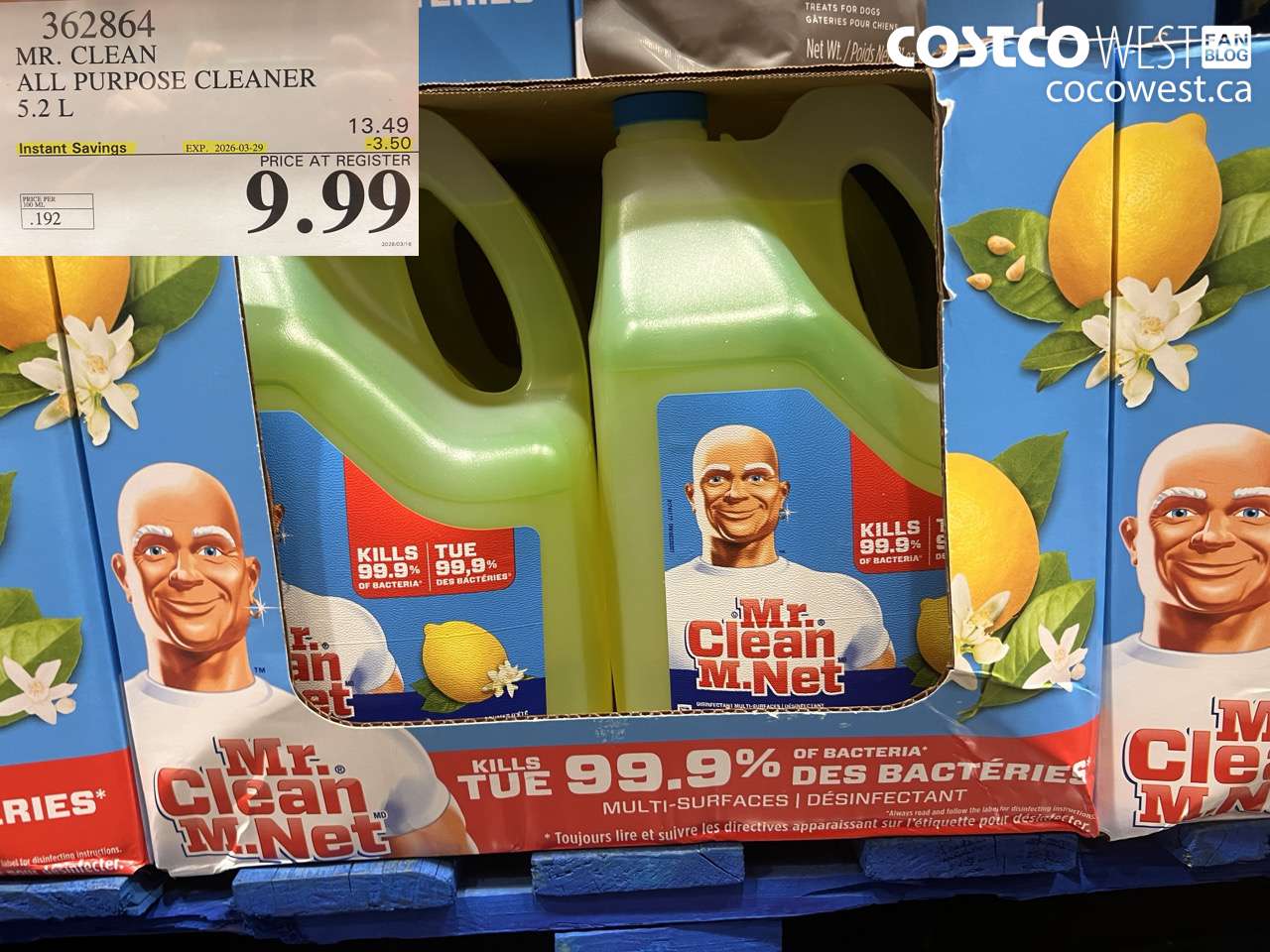 362864 MR. CLEAN ALL PURPOSE CLEANER 5.2 L ($3.50 INSTANT SAVINGS EXPIRES ON 2026-03-29) $9.99