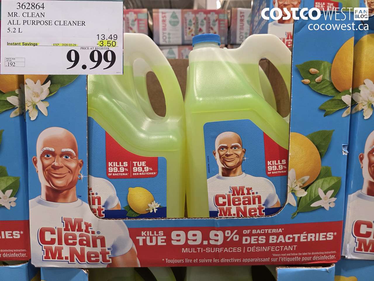 362864 MR. CLEAN ALL PURPOSE CLEANER 5.2 L ($3.50 INSTANT SAVINGS EXPIRES ON 2026-03-29) $9.99