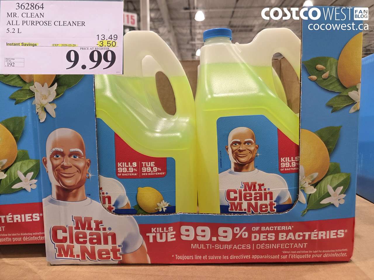 362864 MR. CLEAN ALL PURPOSE CLEANER 5.2 L ($3.50 INSTANT SAVINGS EXPIRES ON 2026-03-29) $9.99