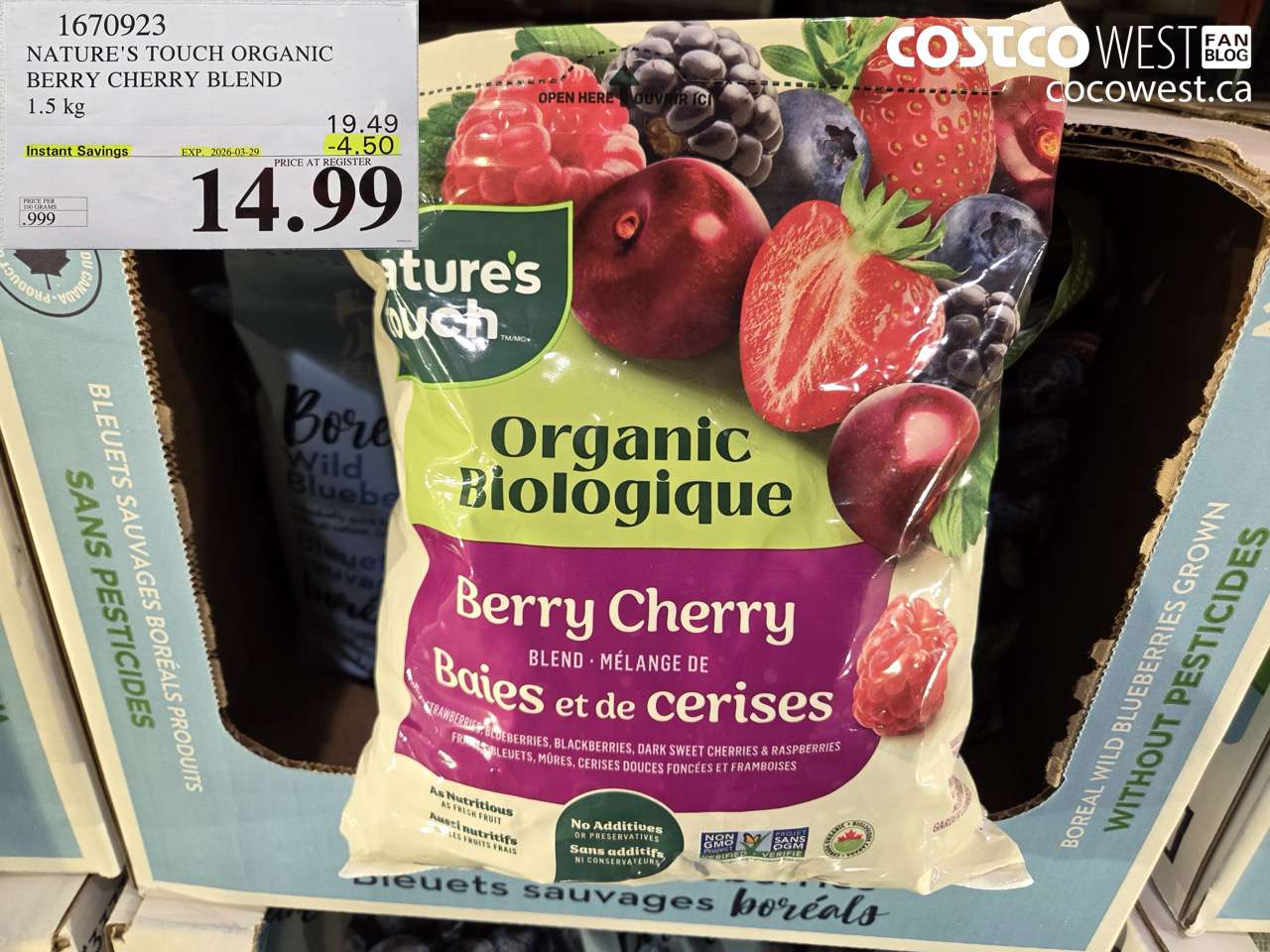 1670923 NATURE'S TOUCH ORGANIC BERRY CHERRY BLEND 1.5 KG ($4.50 INSTANT SAVINGS EXPIRES ON 2026-03-29) $14.99