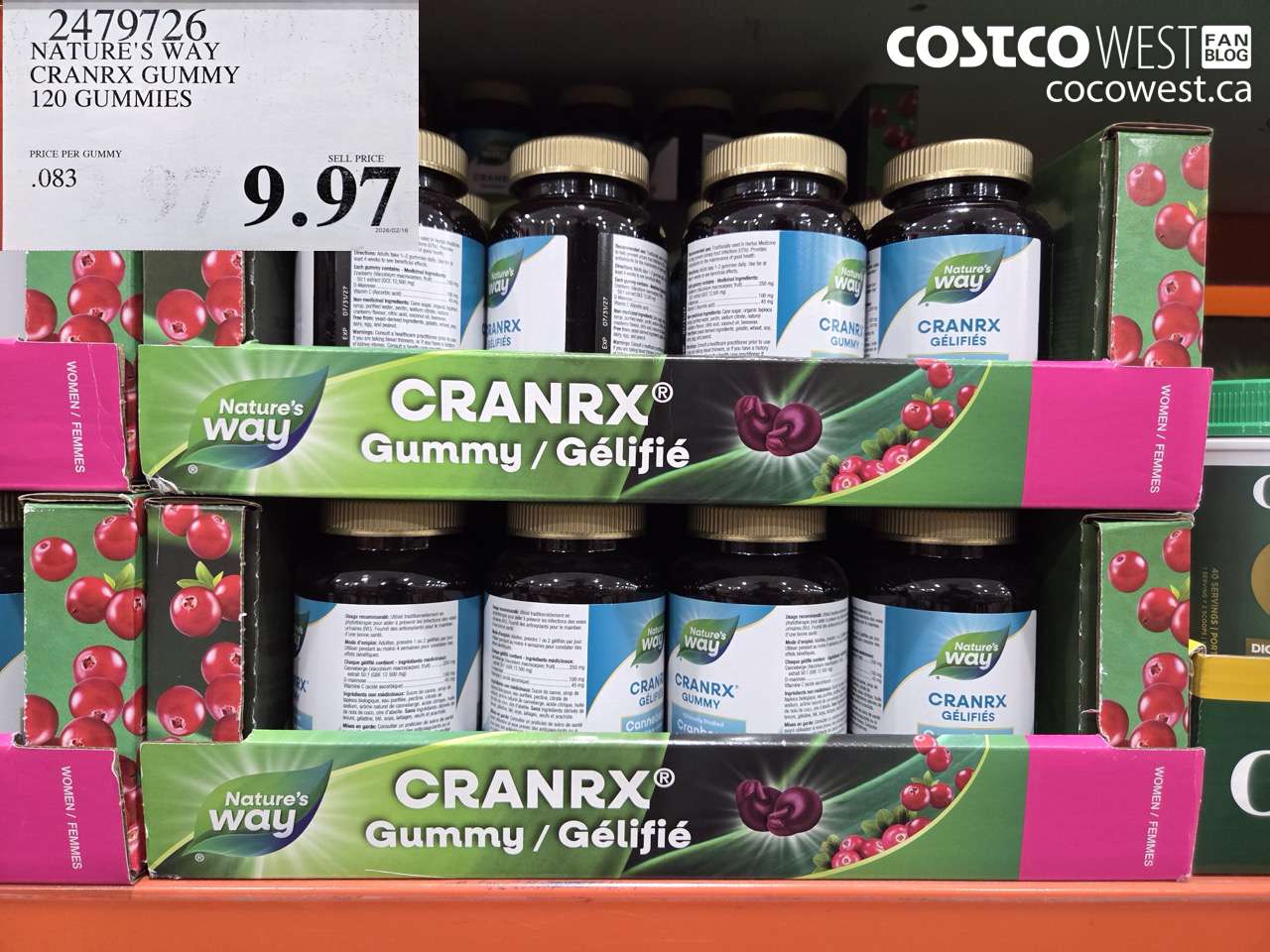 2479726 NATURE'S WAY CRANRX GUMMY 120 GUMMIES $9.97