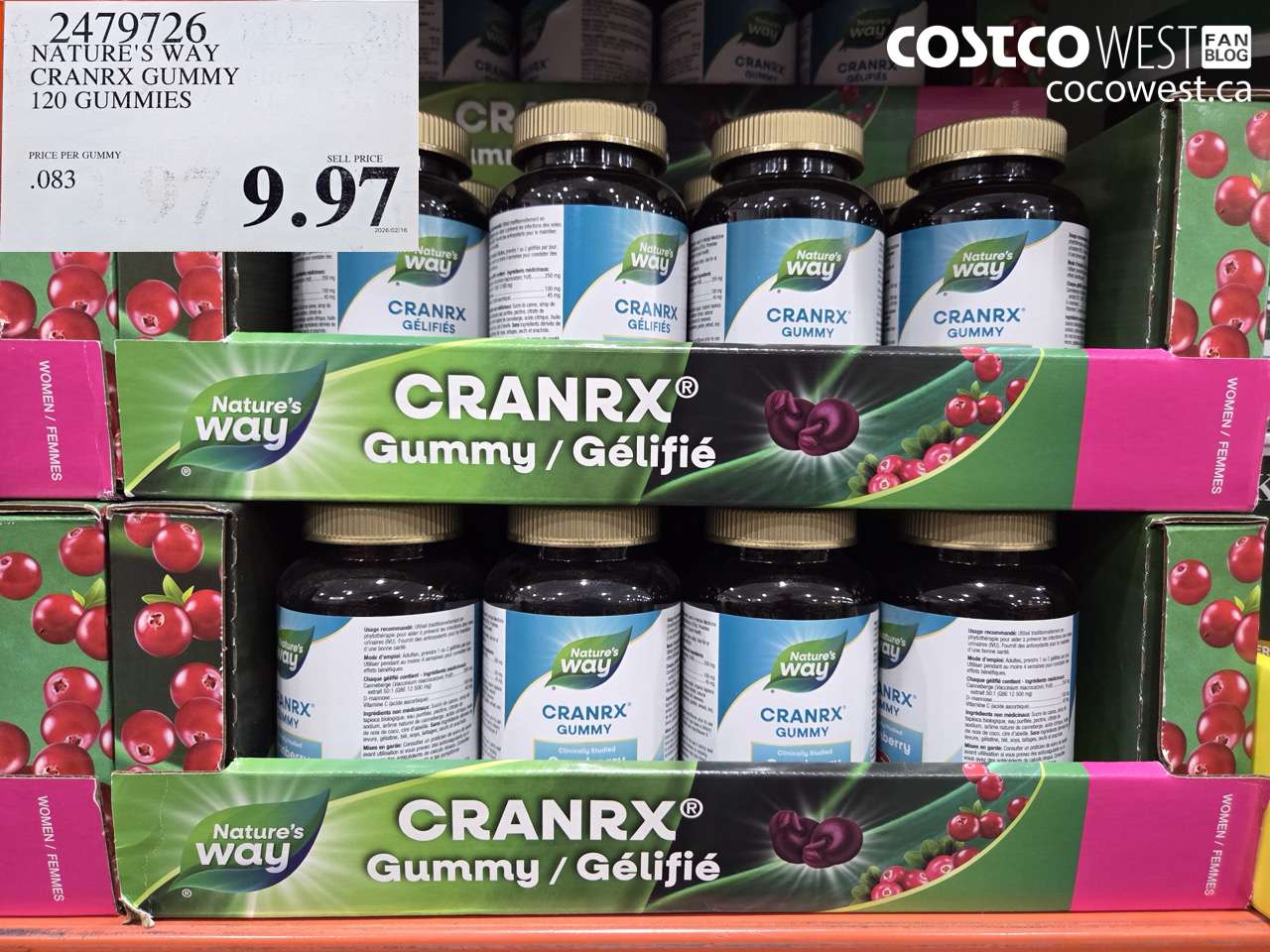 2479726 NATURE'S WAY CRANRX GUMMY 120 GUMMIES $9.97