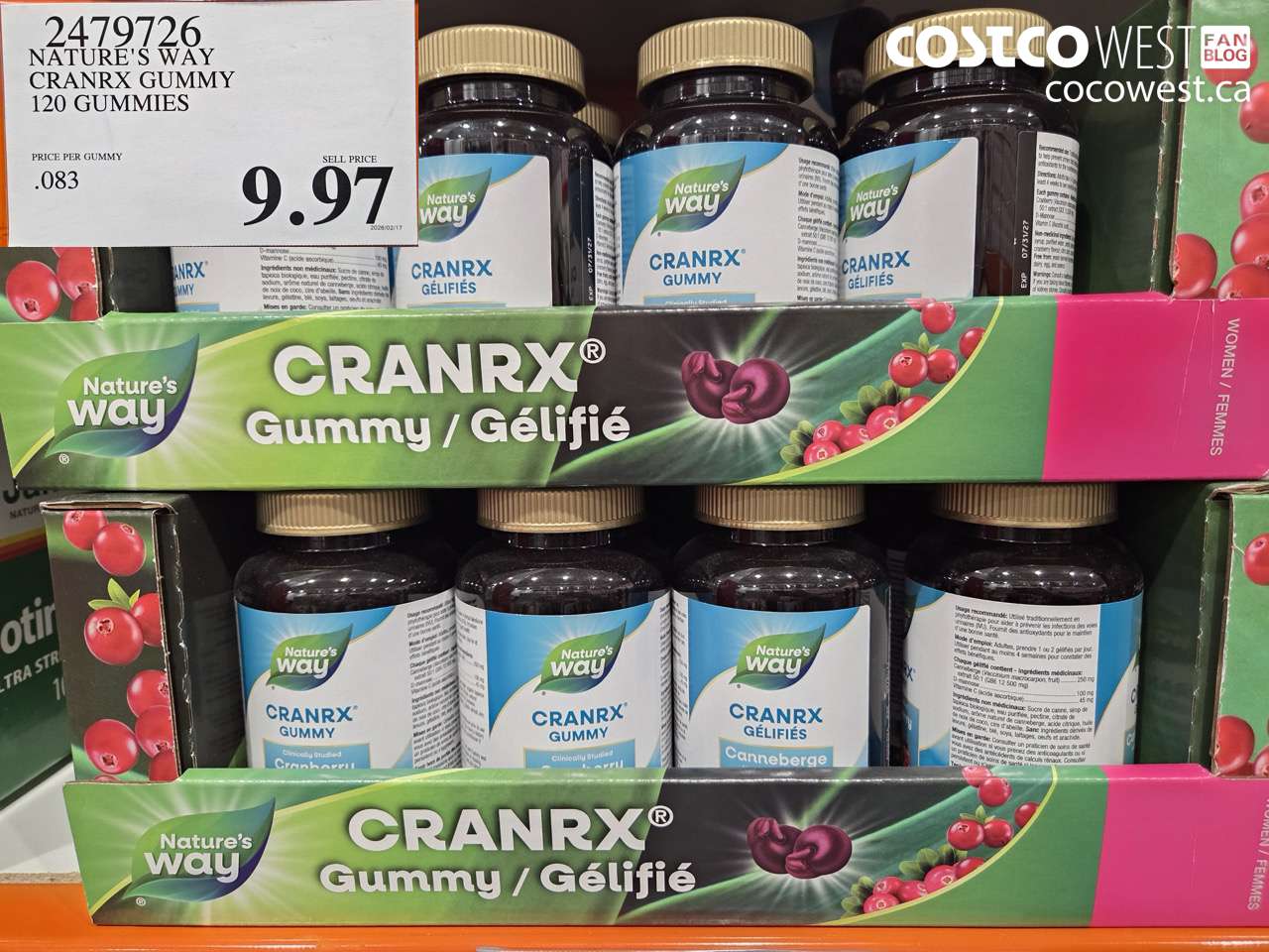 2479726 NATURE'S WAY CRANRX GUMMY 120 GUMMIES $9.97