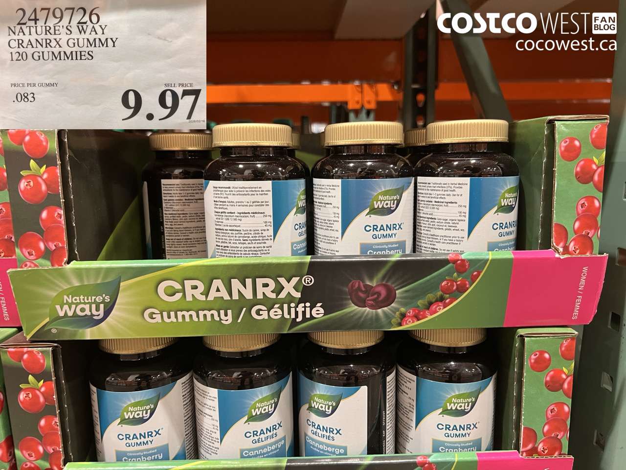 2479726 NATURE'S WAY CRANRX GUMMY 120 GUMMIES $9.97