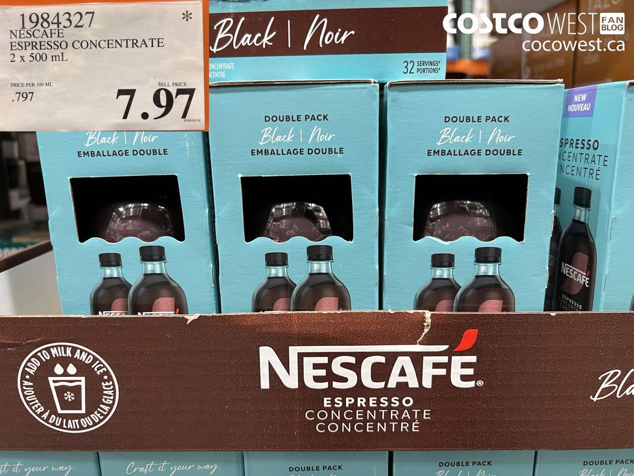 1984327 NESCAFE ESPRESSO CONCENTRATE 2 X 500 ML $7.97