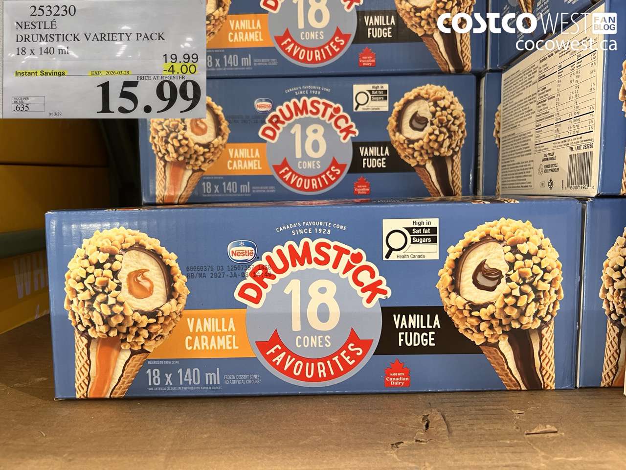 253230 NESTLÉ DRUMSTICK VARIETY PACK 18 X 140 ML ($4.00 INSTANT SAVINGS EXPIRES ON 2026-03-29) $15.99
