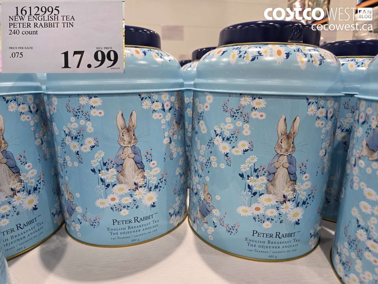 1612995 NEW ENGLISH TEA PETER RABBIT TIN 240 COUNT $17.99