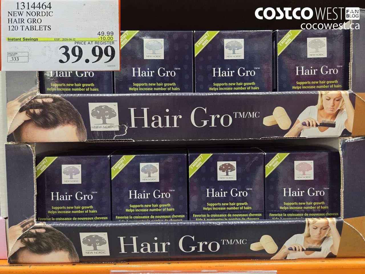 1314464 NEW NORDIC HAIR GRO 120 TABLETS ($10.00 INSTANT SAVINGS EXPIRES ON 2026-04-12) $39.99
